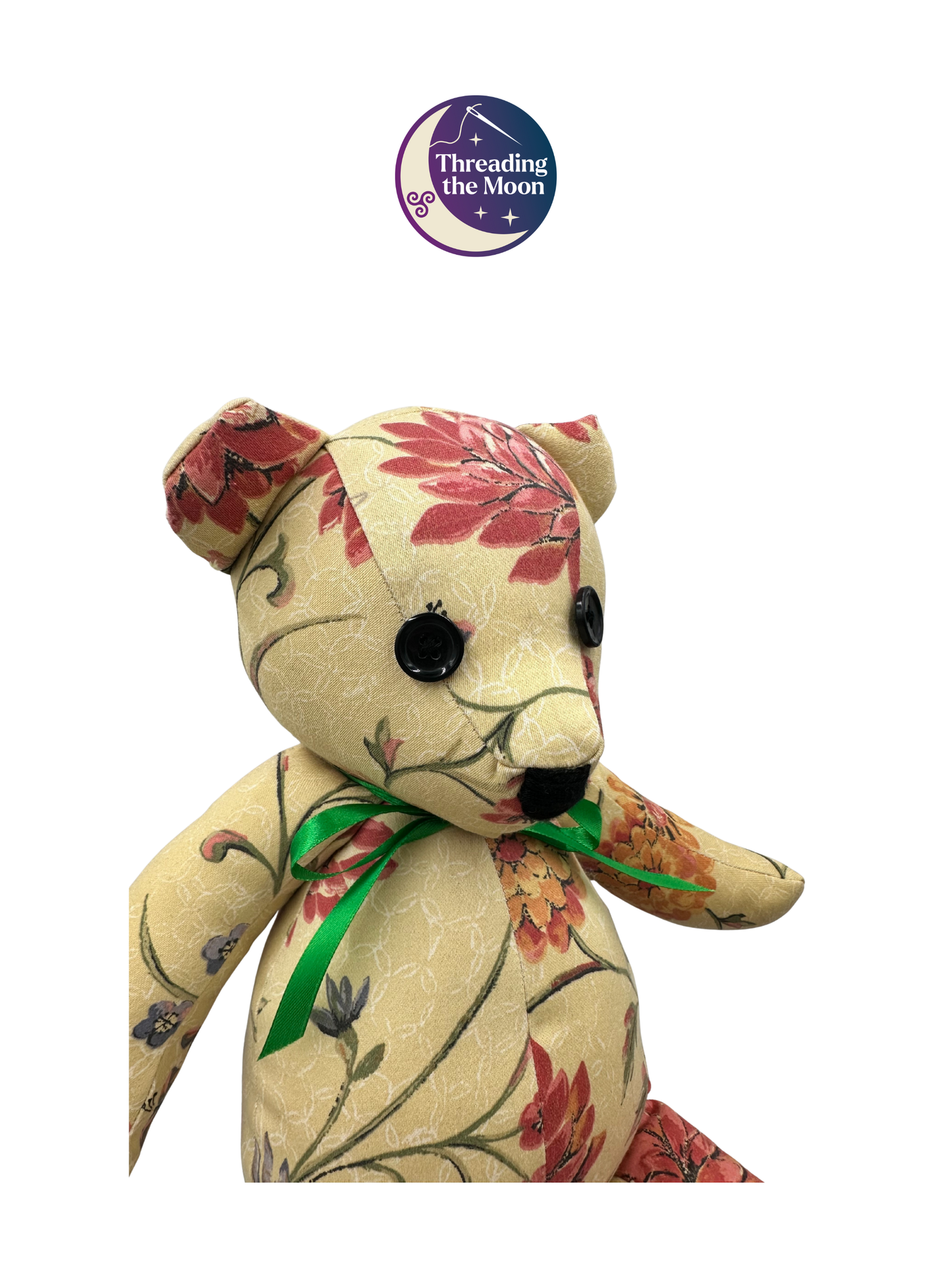 Handmade Heirloom Teddy Bear – Traditional Bear in Vintage Floral Cotton
