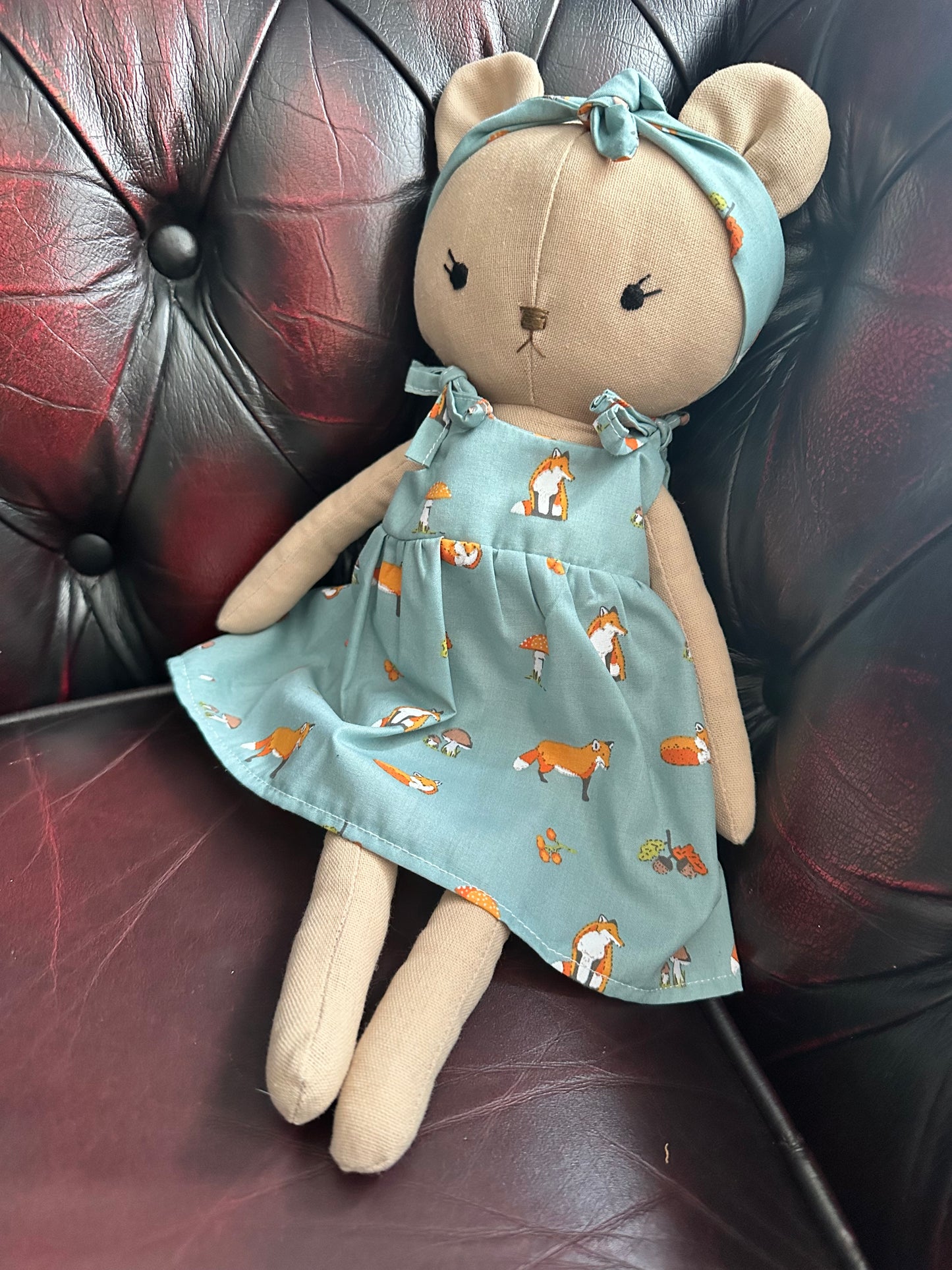 Handmade Teddy Bear in Woodland Dress