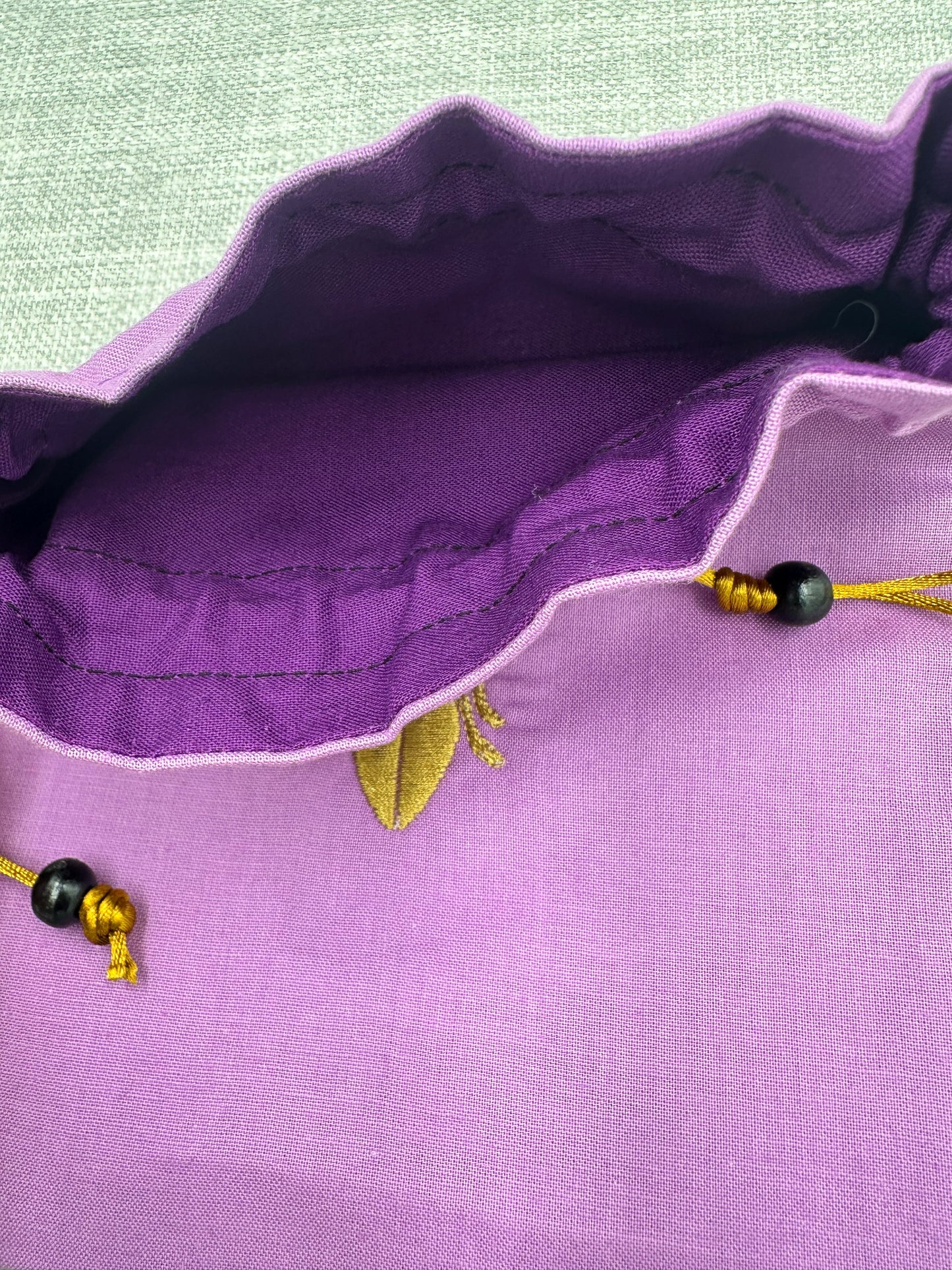 Purple Beetle / Insect Embroidered Drawstring Pouch – Tarot and Crystal Bag