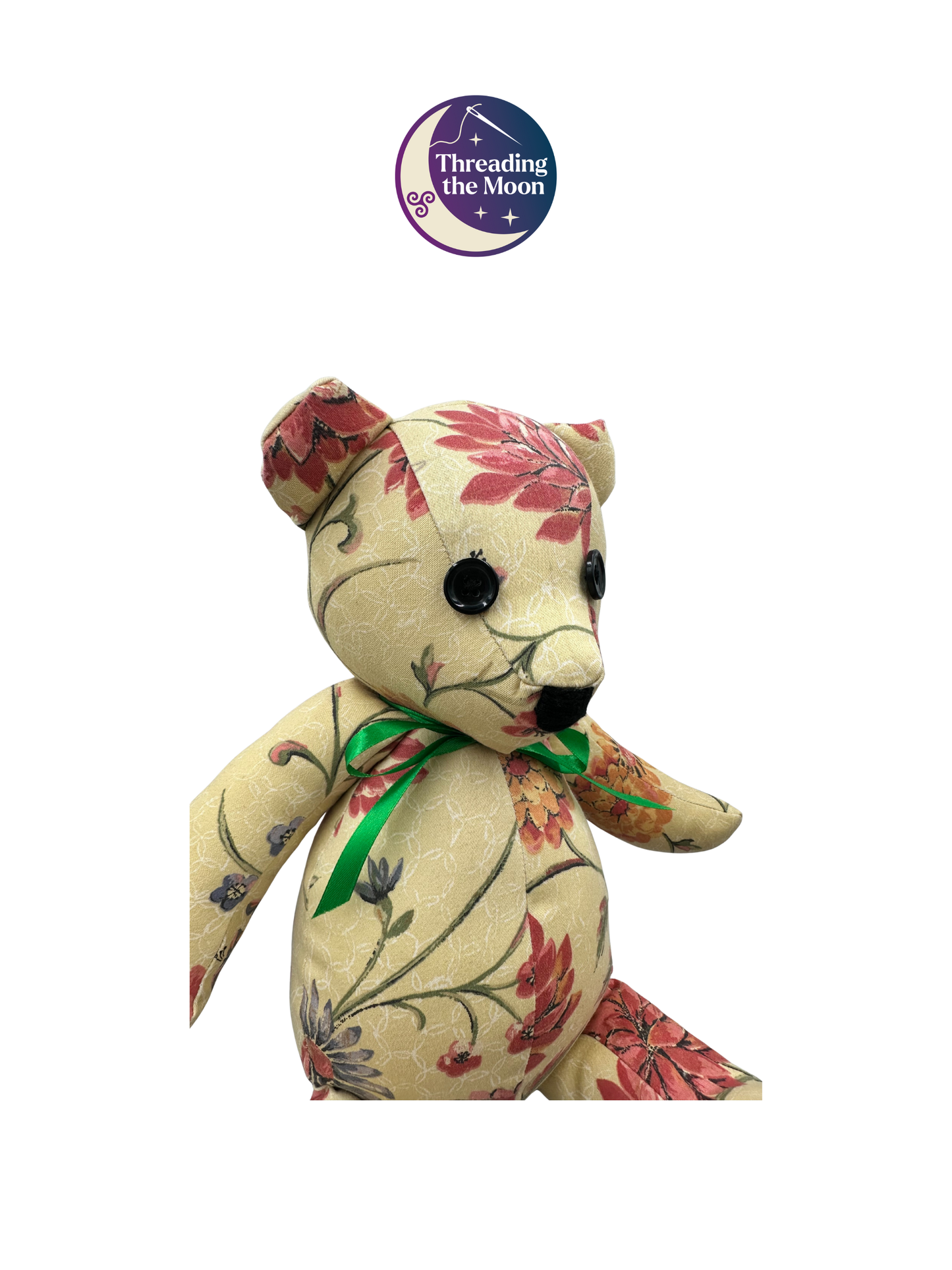 Handmade Heirloom Teddy Bear – Traditional Bear in Vintage Floral Cotton