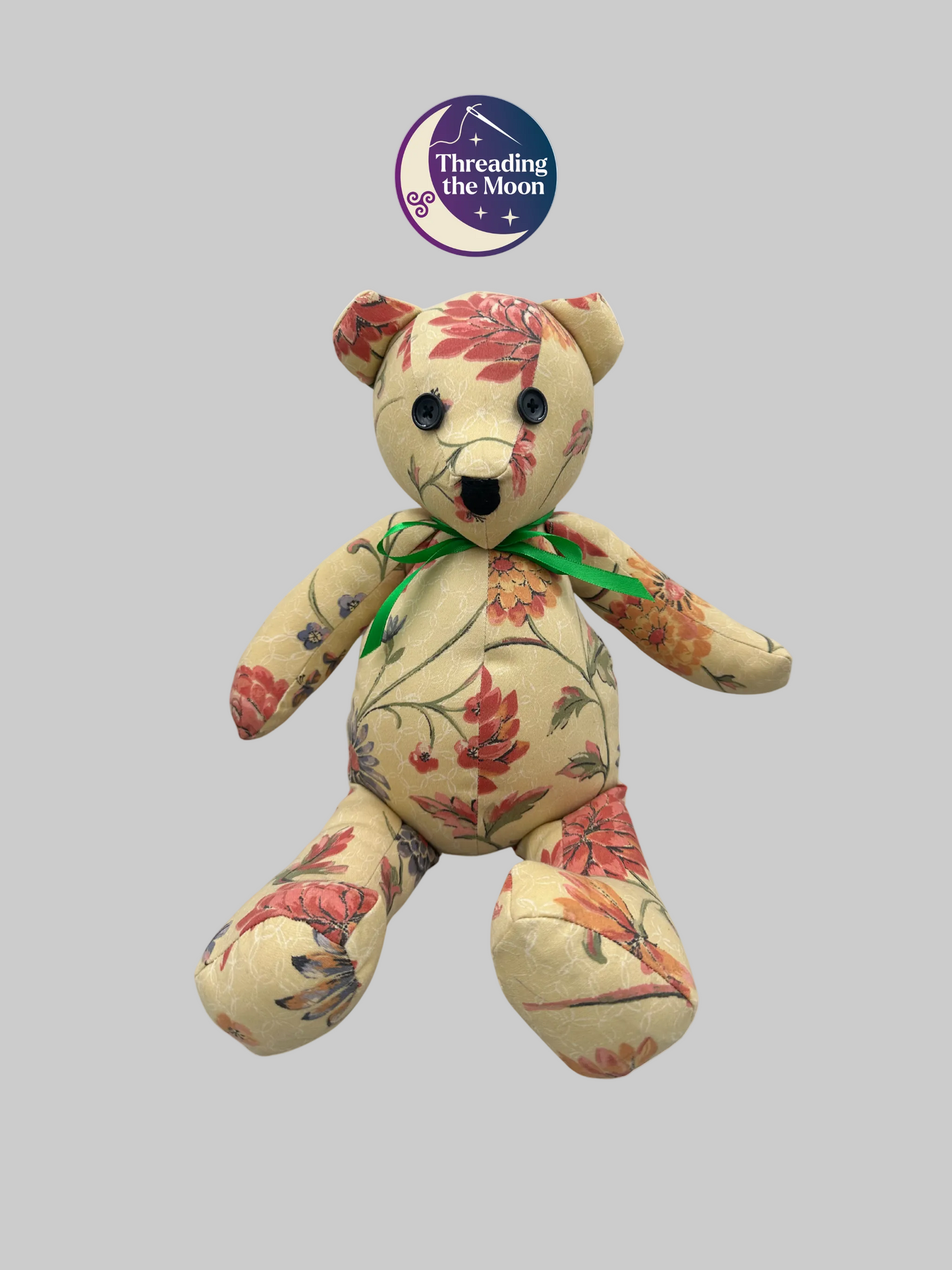 Handmade Heirloom Teddy Bear – Traditional Bear in Vintage Floral Cotton