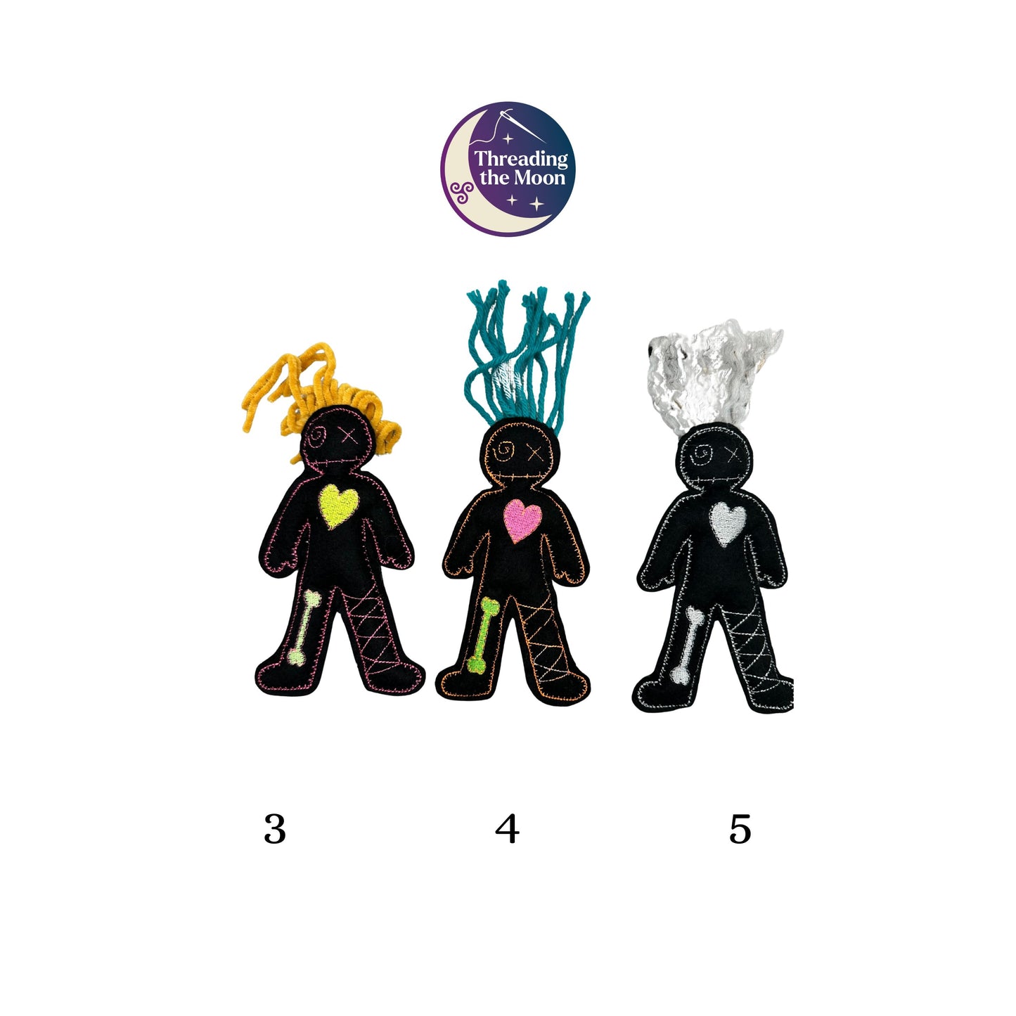 Handmade Mini Voodoo Doll Pocket Friends – Embroidered Felt Art Dolls – Collectible Lucky Charms