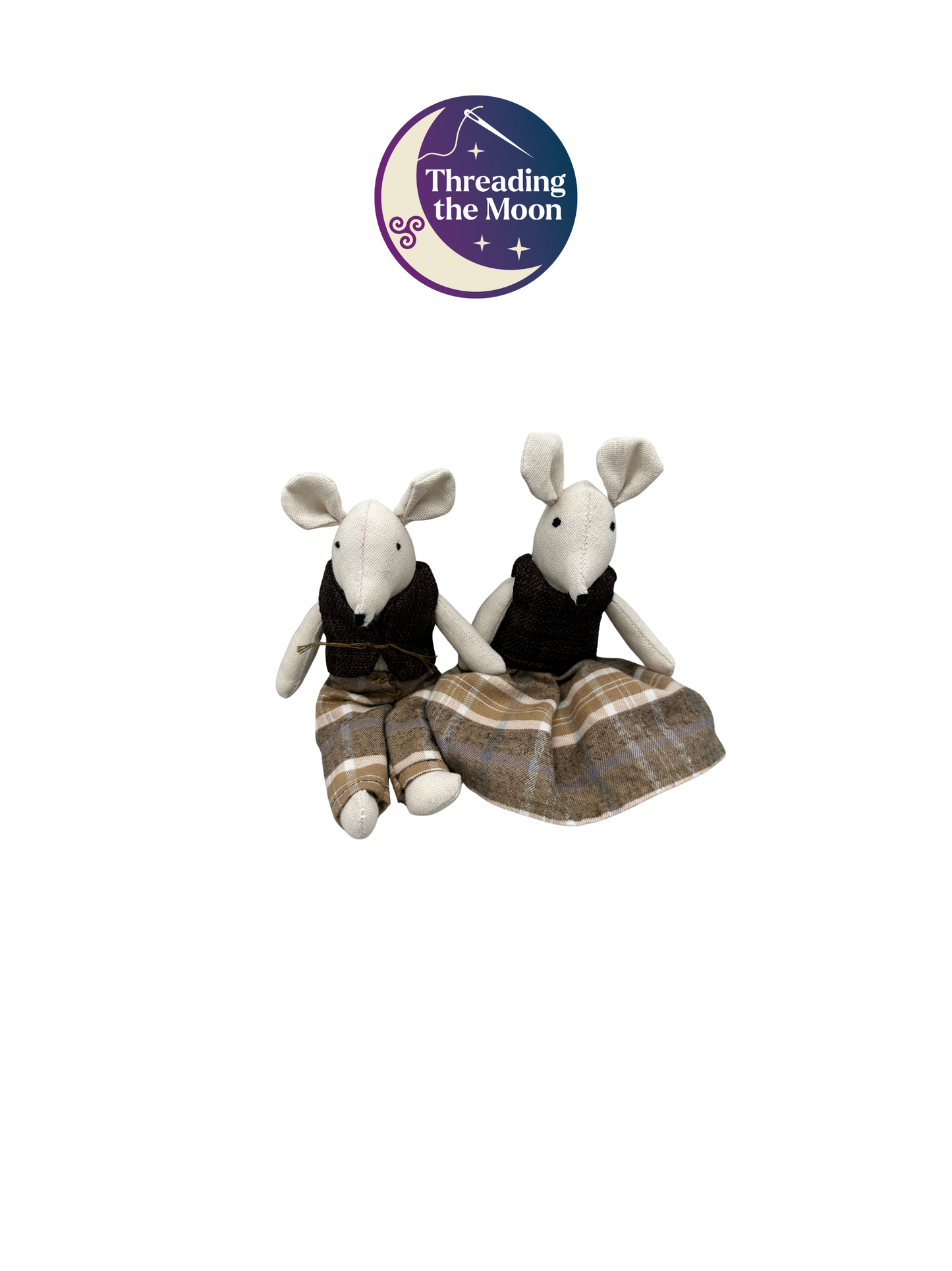 Mr & Mrs Cottage Mice – Handmade Plaid Mouse Pair