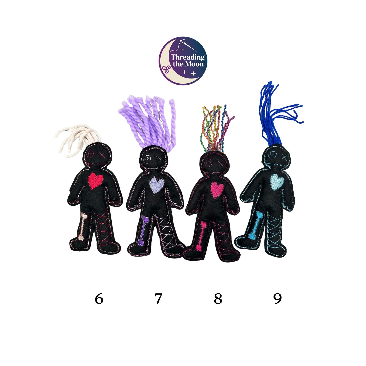 Handmade Mini Voodoo Doll Pocket Friends – Embroidered Felt Art Dolls – Collectible Lucky Charms