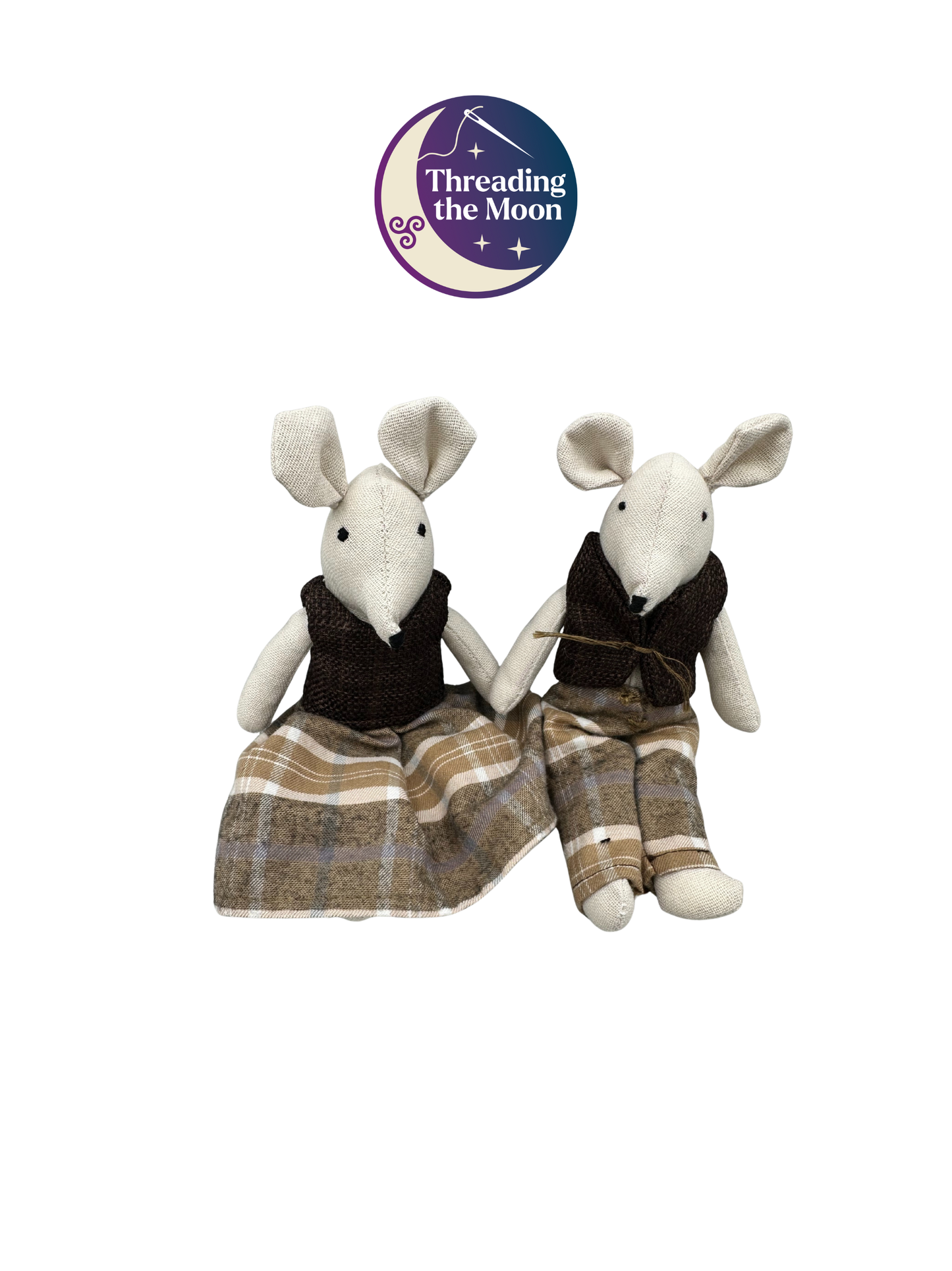 Mr & Mrs Cottage Mice – Handmade Plaid Mouse Pair
