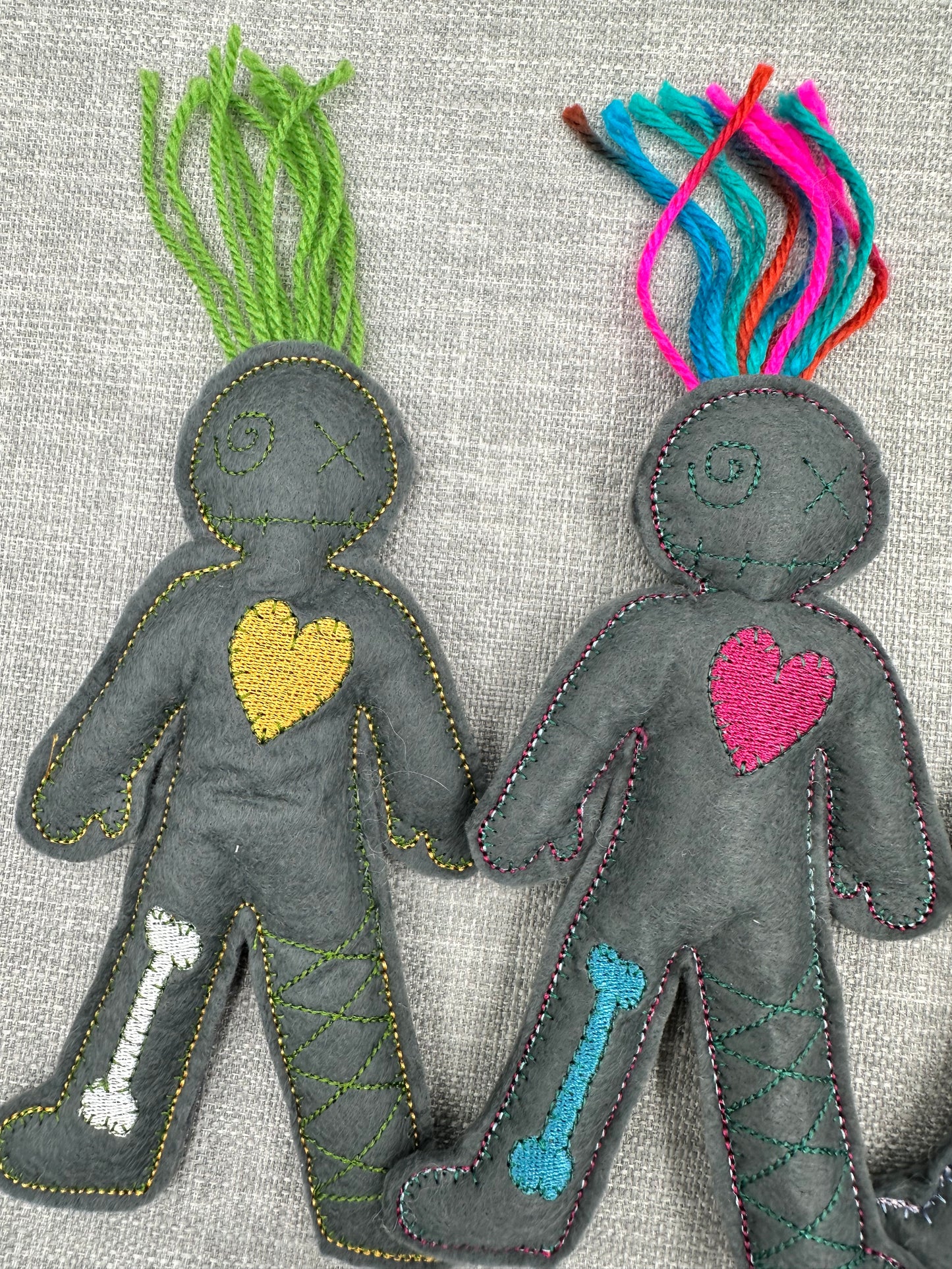 Handmade Mini Voodoo Doll Pocket Friends – Embroidered Felt Art Dolls – Collectible Lucky Charms