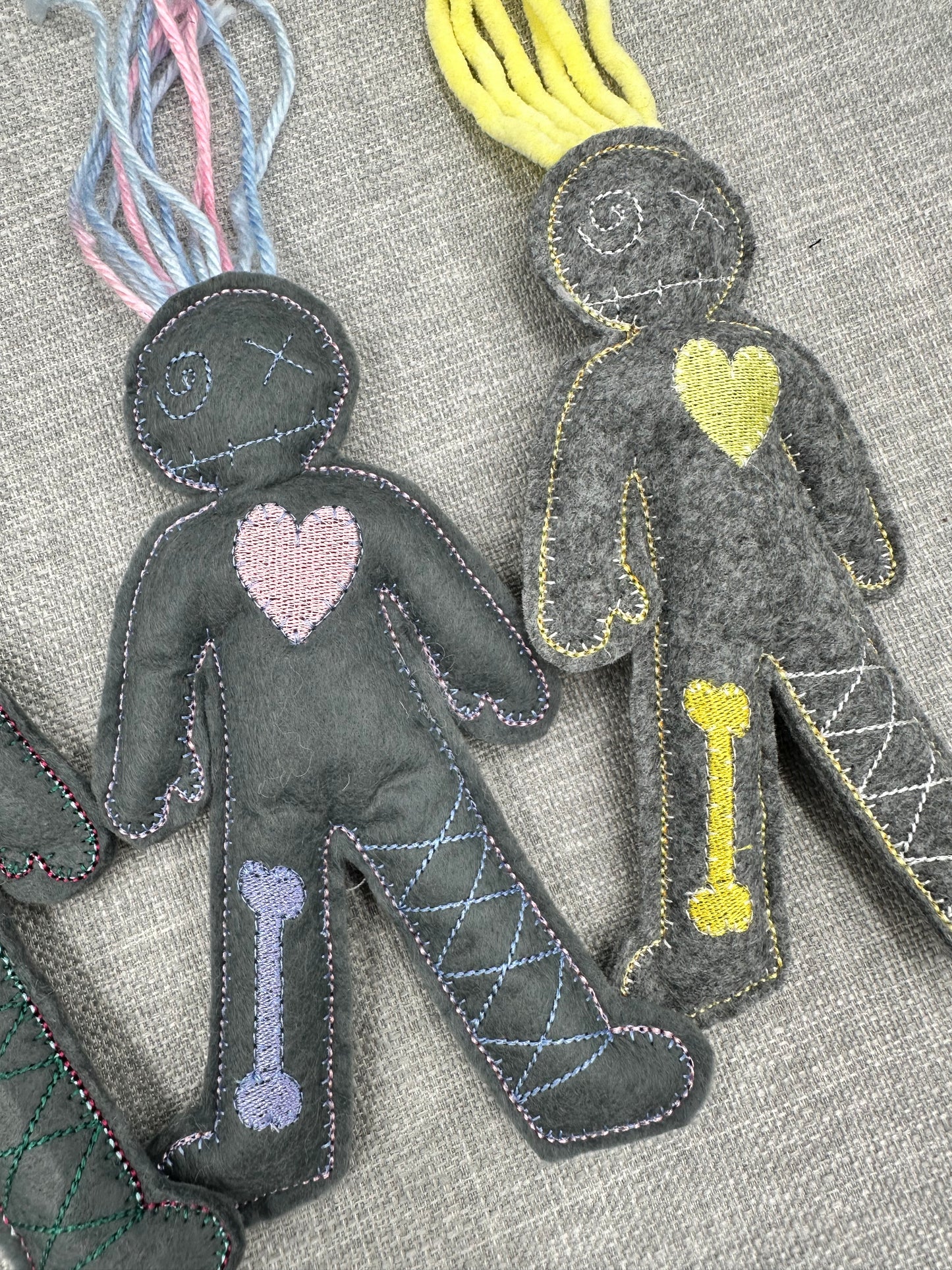 Handmade Mini Voodoo Doll Pocket Friends – Embroidered Felt Art Dolls – Collectible Lucky Charms