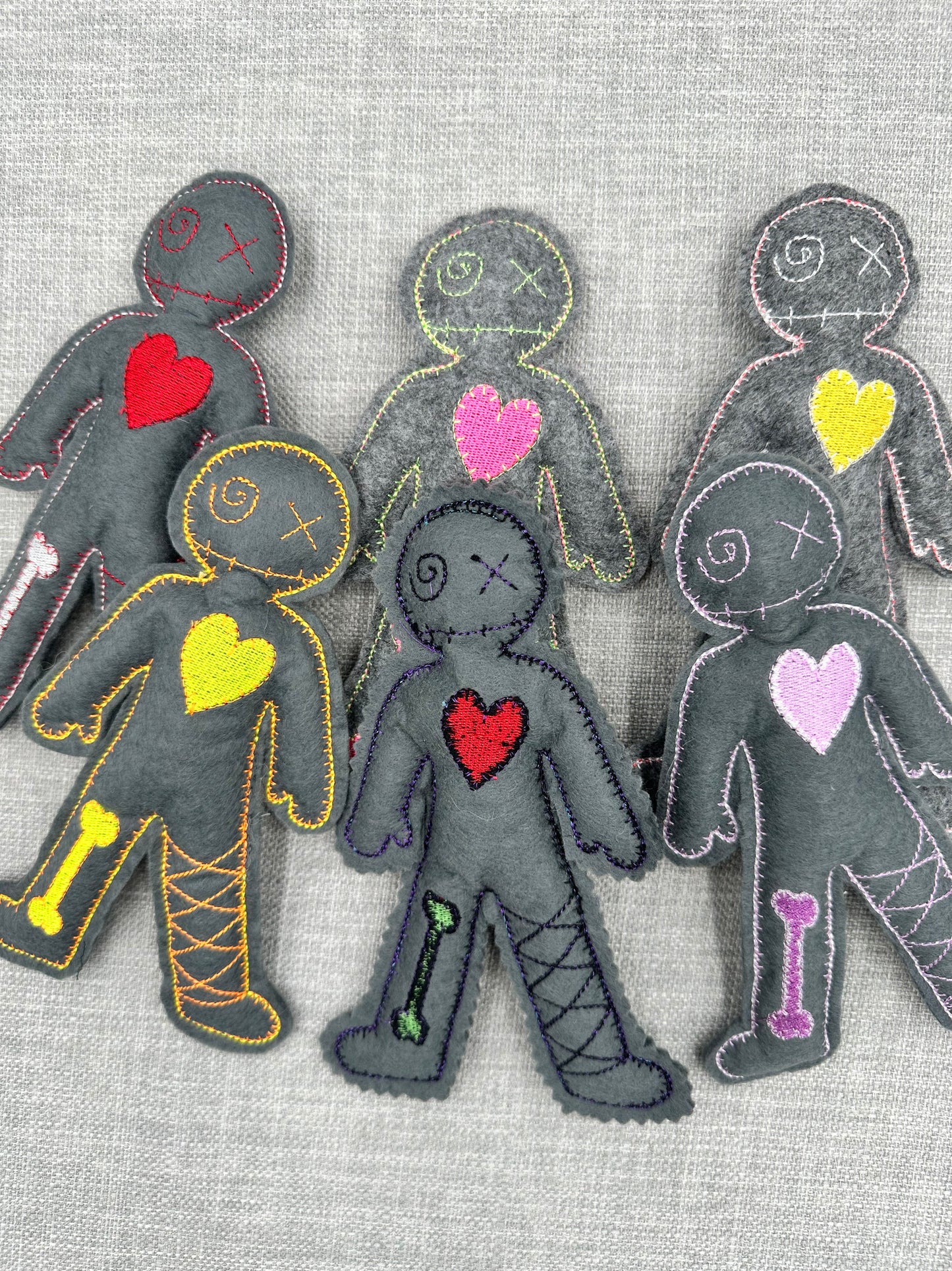 Handmade Mini Voodoo Doll Pocket Friends – Embroidered Felt Art Dolls – Collectible Lucky Charms