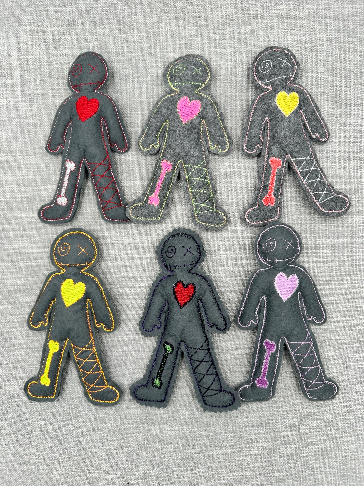 Handmade Mini Voodoo Doll Pocket Friends – Embroidered Felt Art Dolls – Collectible Lucky Charms