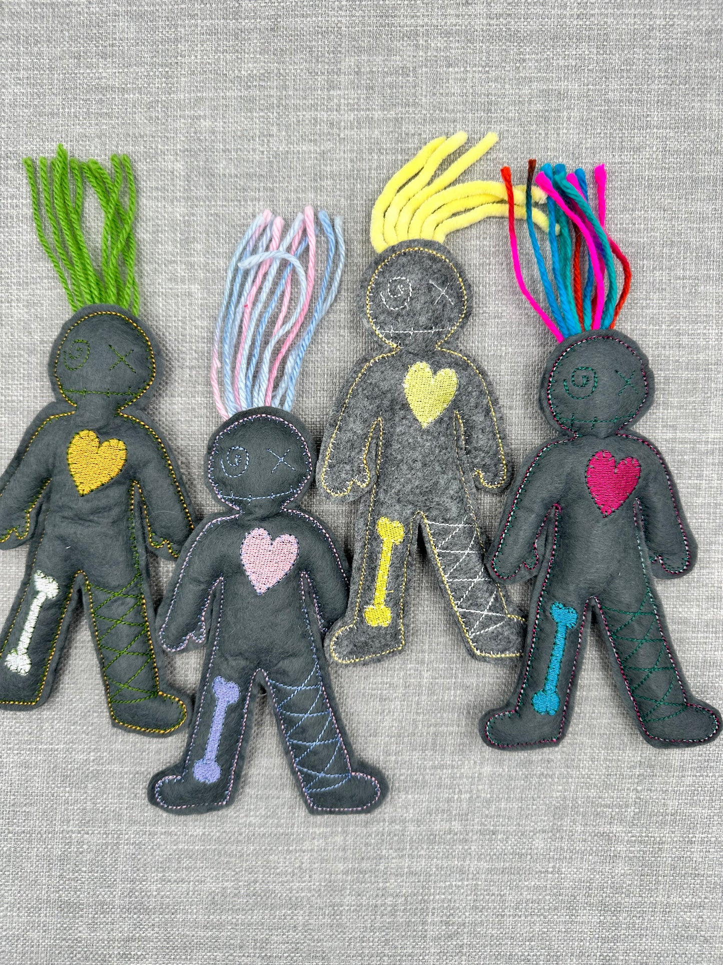 Handmade Mini Voodoo Doll Pocket Friends – Embroidered Felt Art Dolls – Collectible Lucky Charms