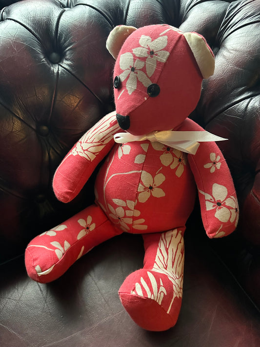 Handmade Heirloom Teddy Bear – Traditional Bear in Vintage Floral Cotton