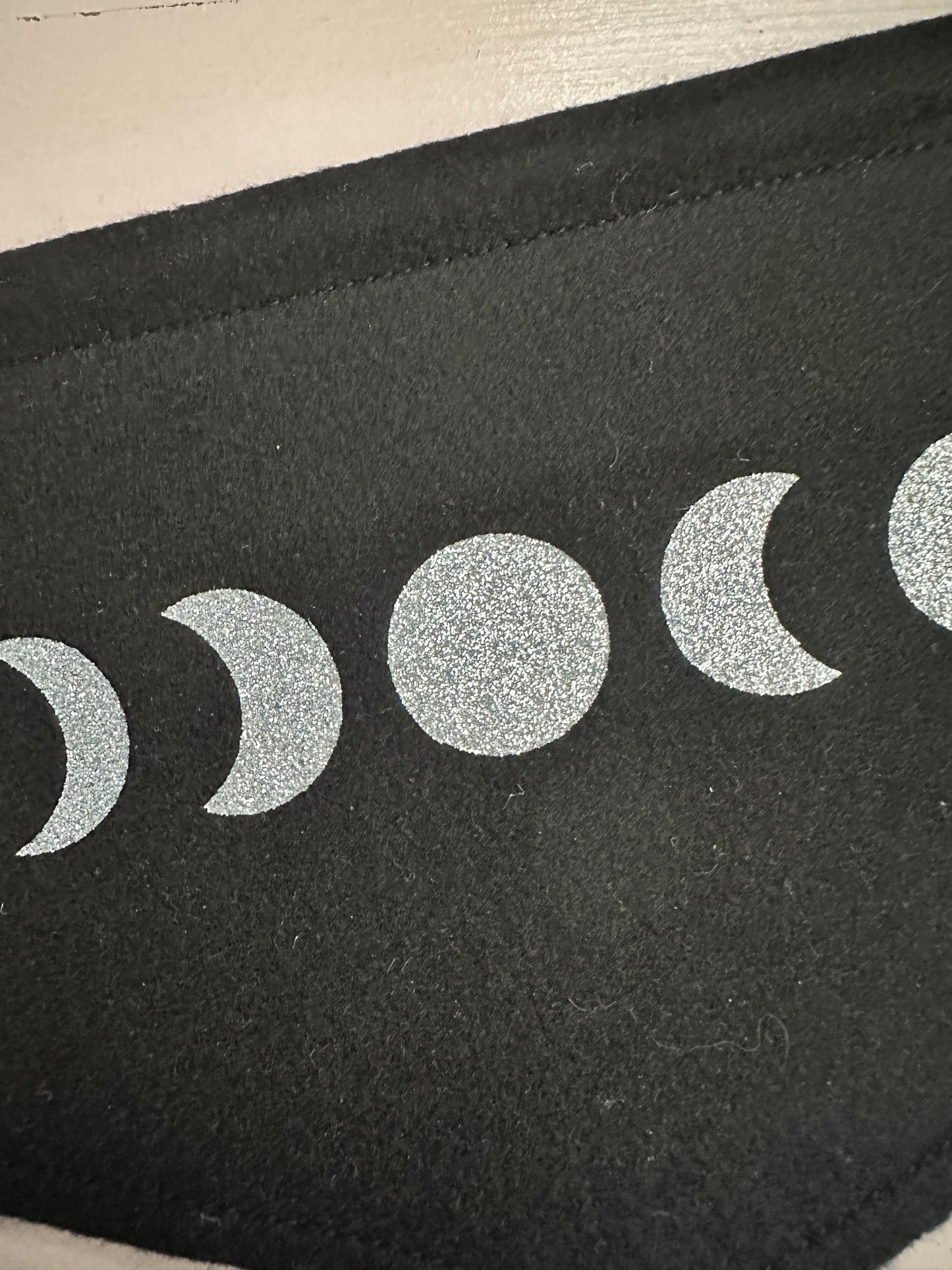 Moon Phases Mini Wall Hanging – Pagan Felt Banner with Silver Glitter