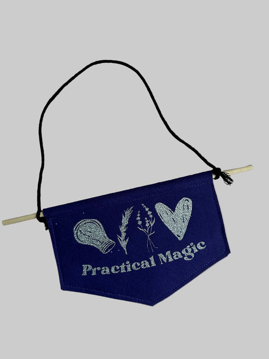 Magic Spell Mini Wall Hanging – Witchy Felt Banner with Herbs & Bottle