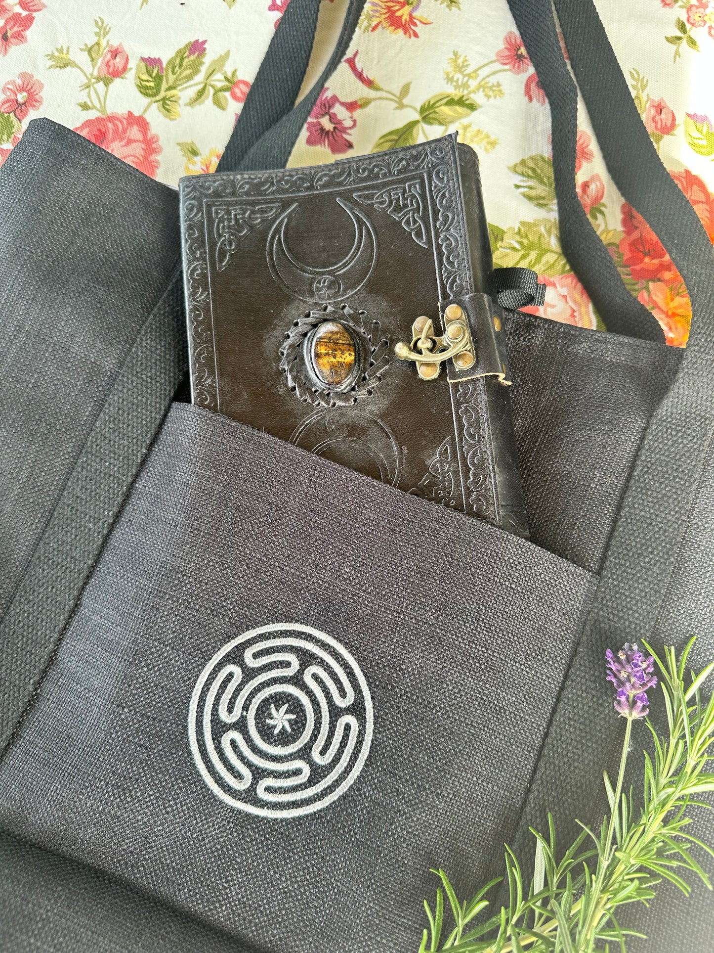Hecate's Wheel Embroidered Tote Bag