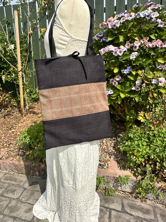 Wool Plaid Everyday Stylish Tote Bag- OOAK