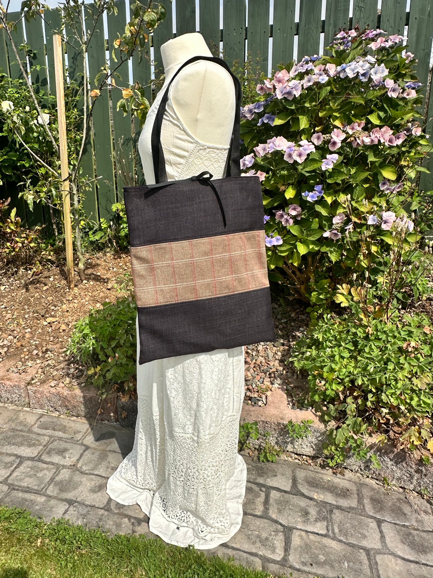 Wool Plaid Everyday Stylish Tote Bag- OOAK