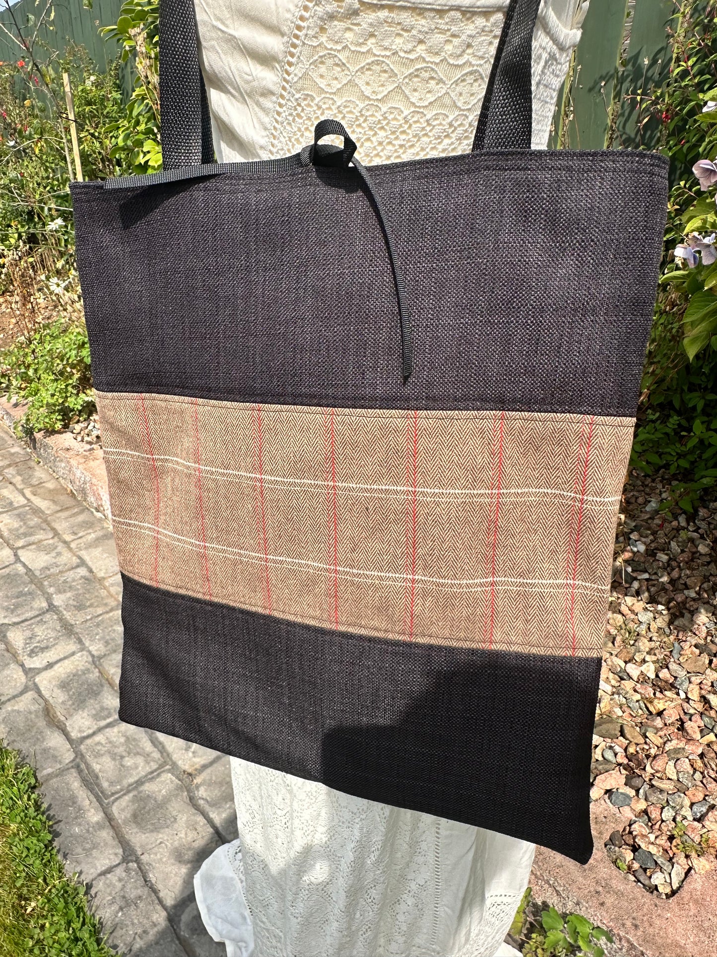 Wool Plaid Everyday Stylish Tote Bag- OOAK