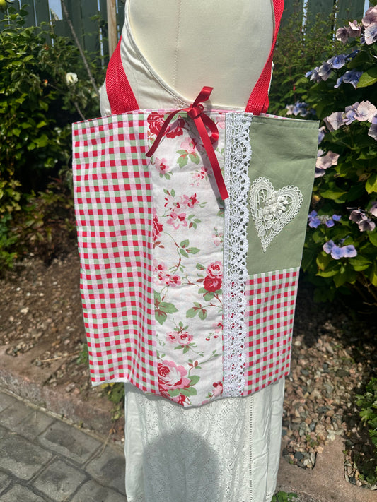 Handmade Cottage-Inspired Shoulder Tote – Upcycled Cotton