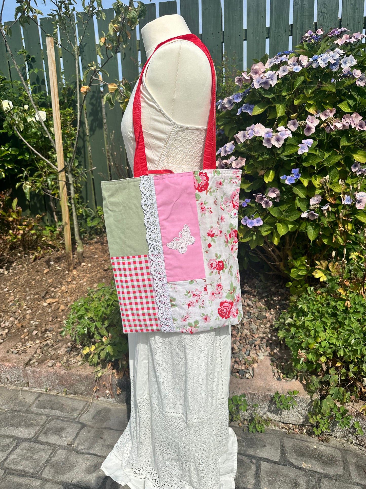 Handmade Cottage-Inspired Shoulder Tote – Upcycled Cotton