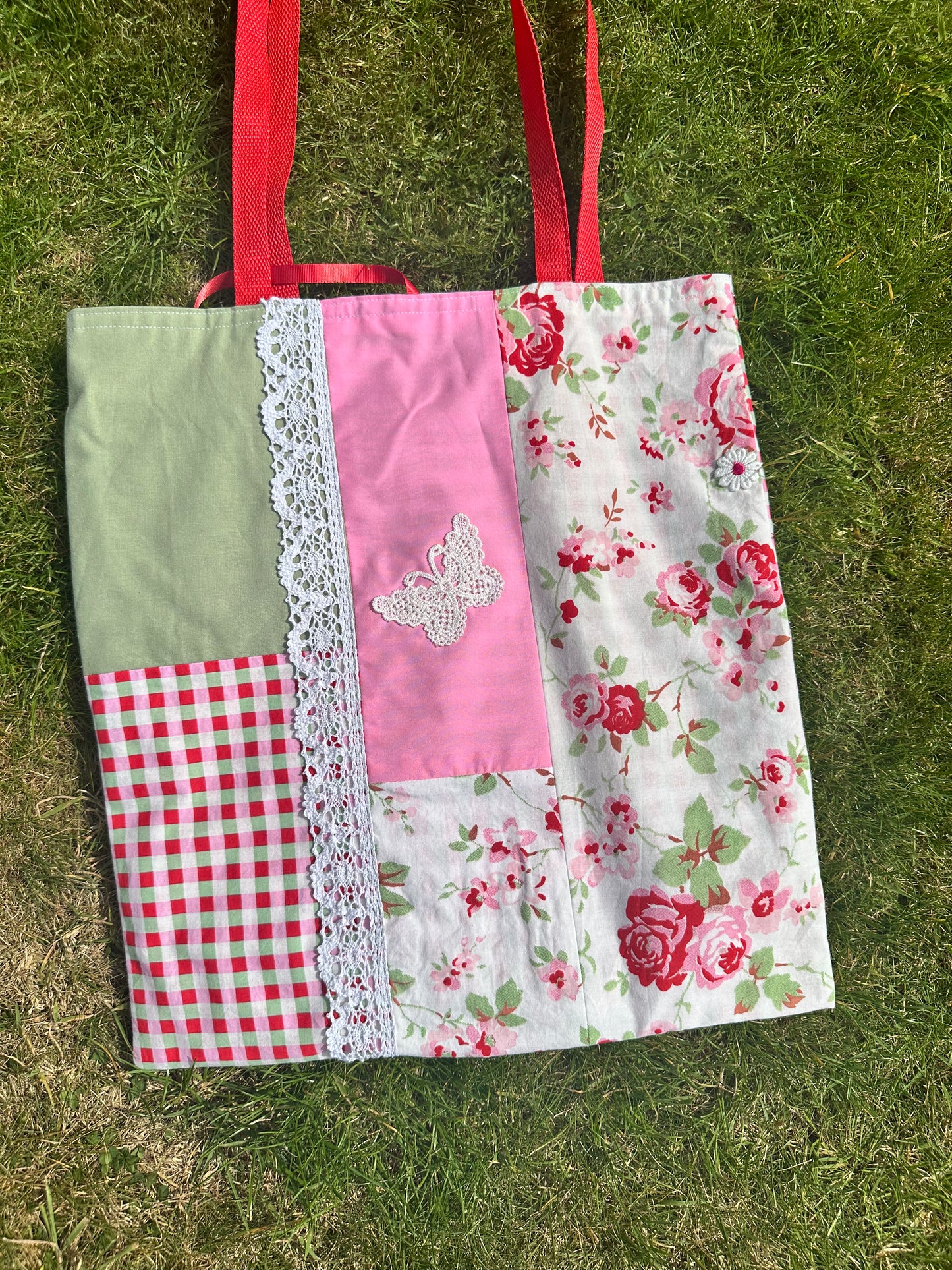 Handmade Cottage-Inspired Shoulder Tote – Upcycled Cotton