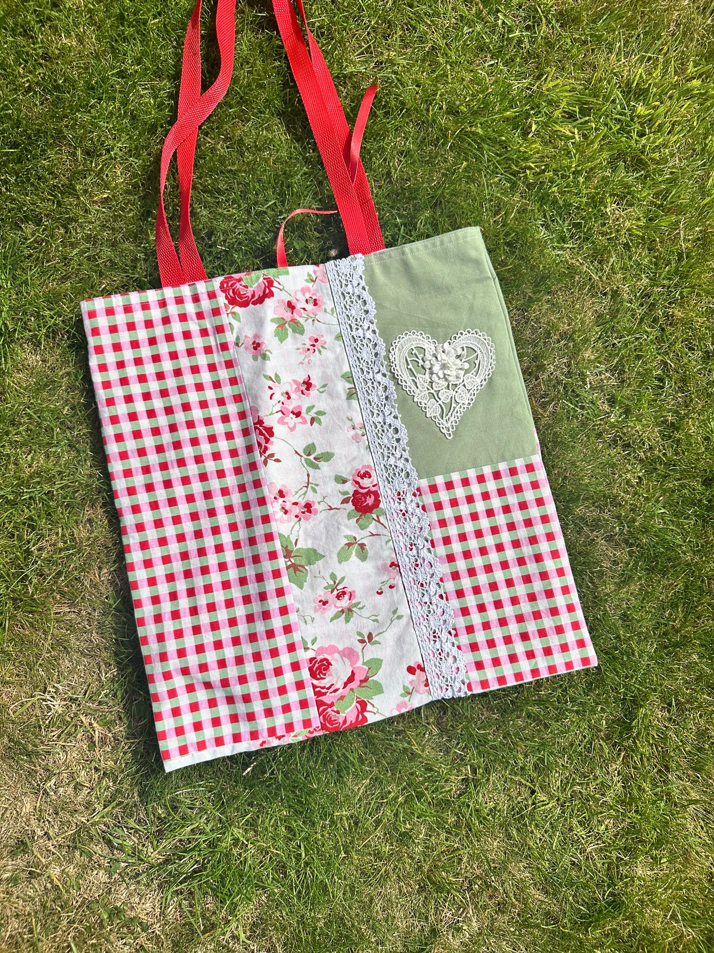 Handmade Cottage-Inspired Shoulder Tote – Upcycled Cotton