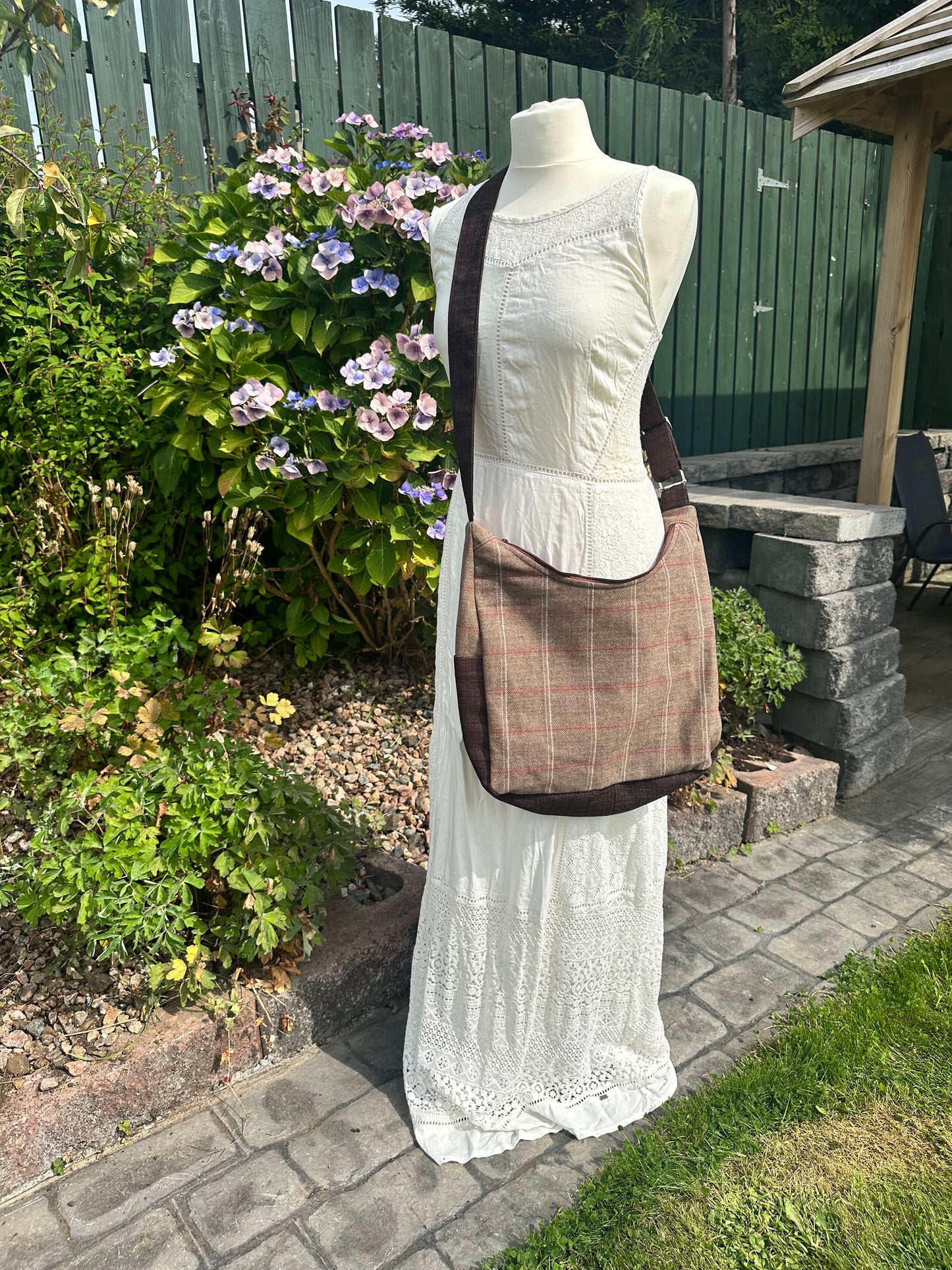 Stylish Wool Tweed Hobo Bag - OOAK