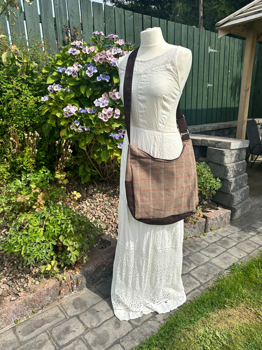 Stylish Wool Tweed Hobo Bag - OOAK
