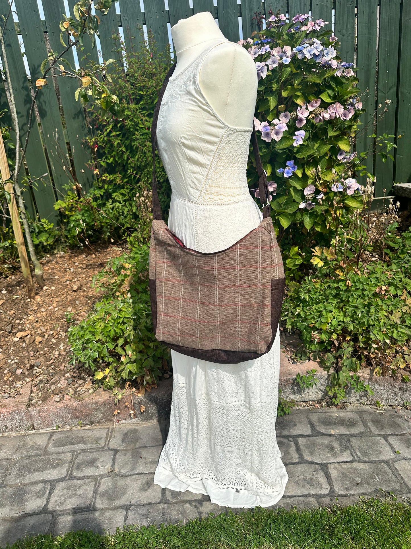 Stylish Wool Tweed Hobo Bag - OOAK