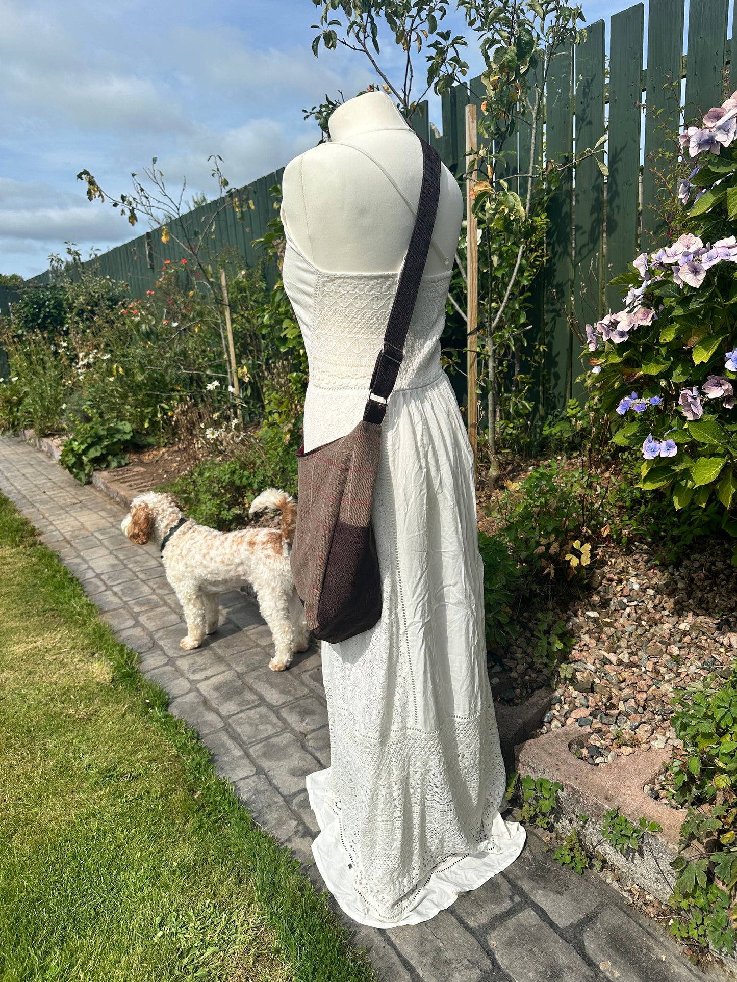 Stylish Wool Tweed Hobo Bag - OOAK