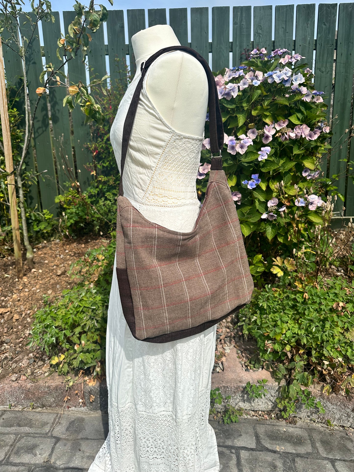 Stylish Wool Tweed Hobo Bag - OOAK