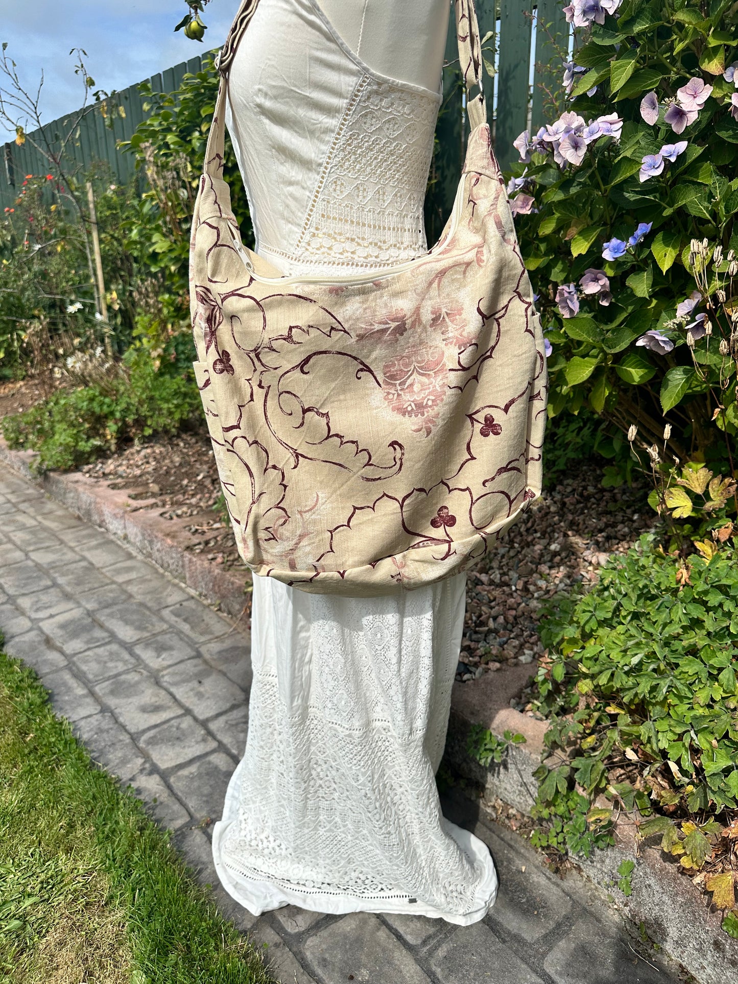 Stylish Hobo Slouchy Bag  -Large Linen Tote Bag with Zips