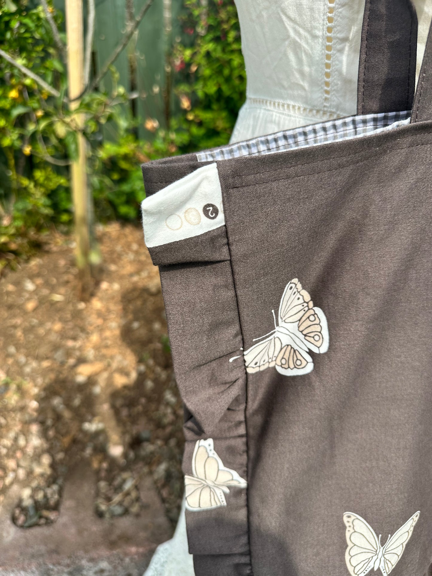 Handmade Butterfly Print Cotton Bag with Ruffle Detail