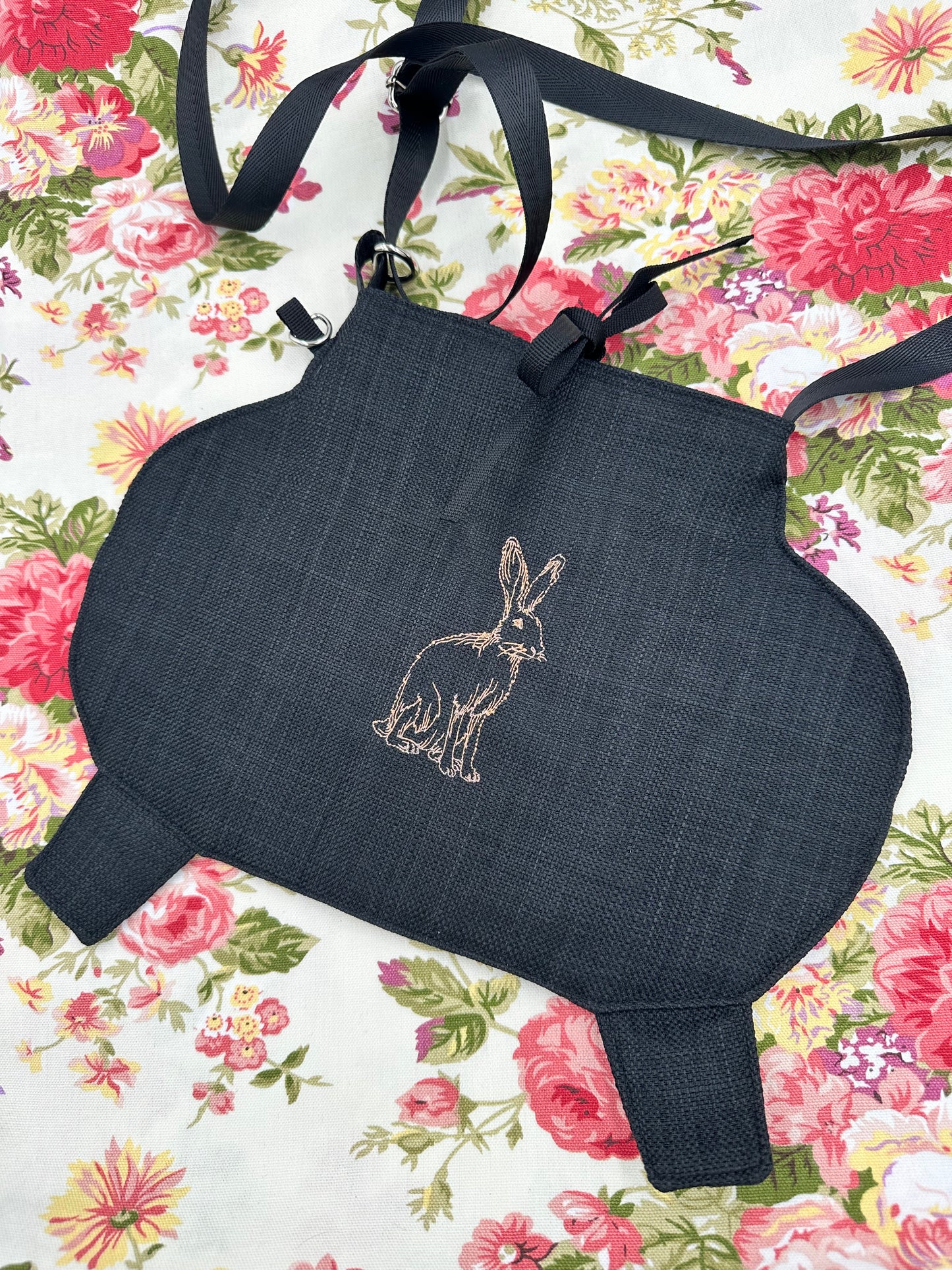 Small Black Cauldron Bag / Crossbody Purse  - Hare Edition