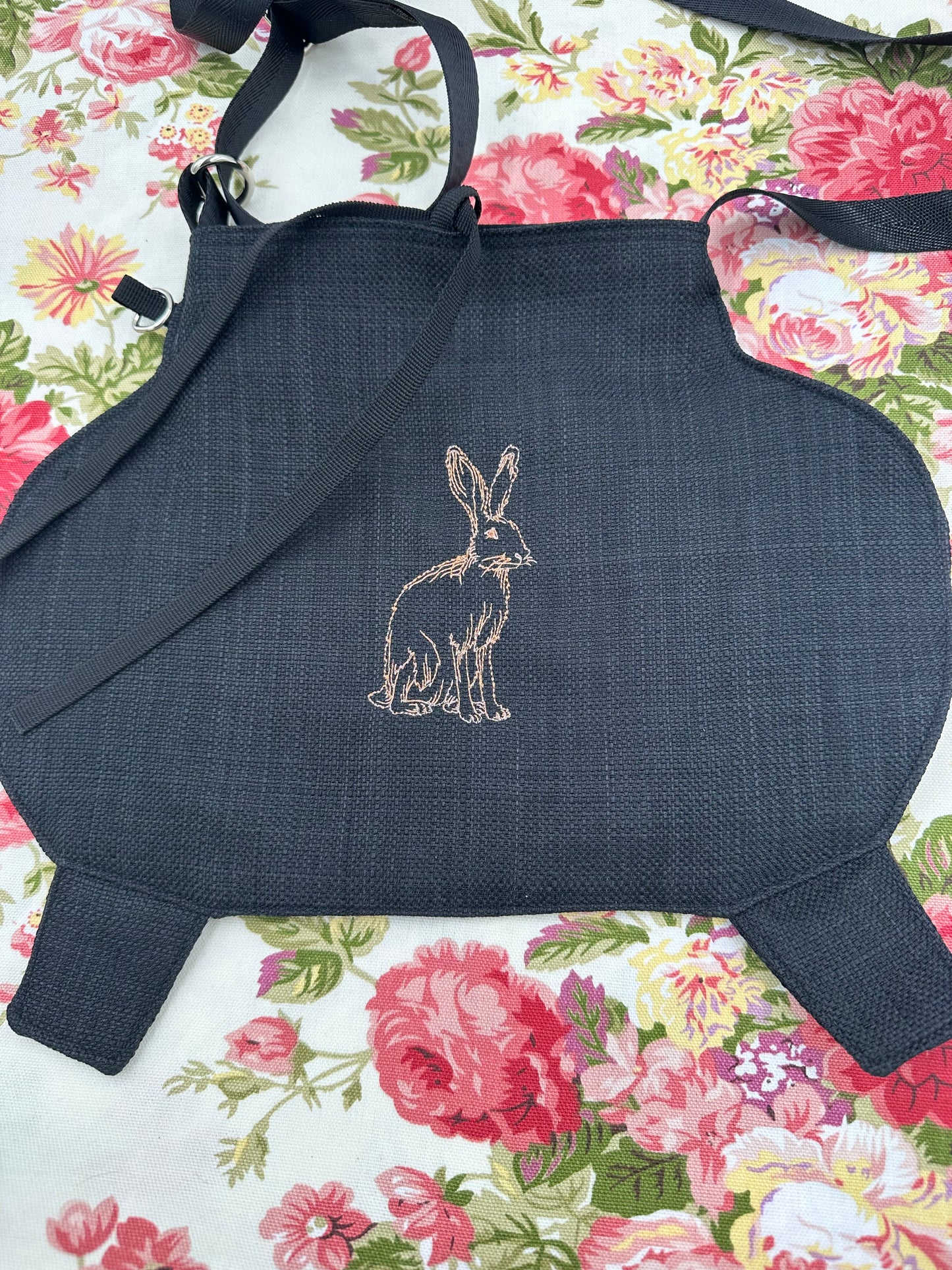 Small Black Cauldron Bag / Crossbody Purse  - Hare Edition
