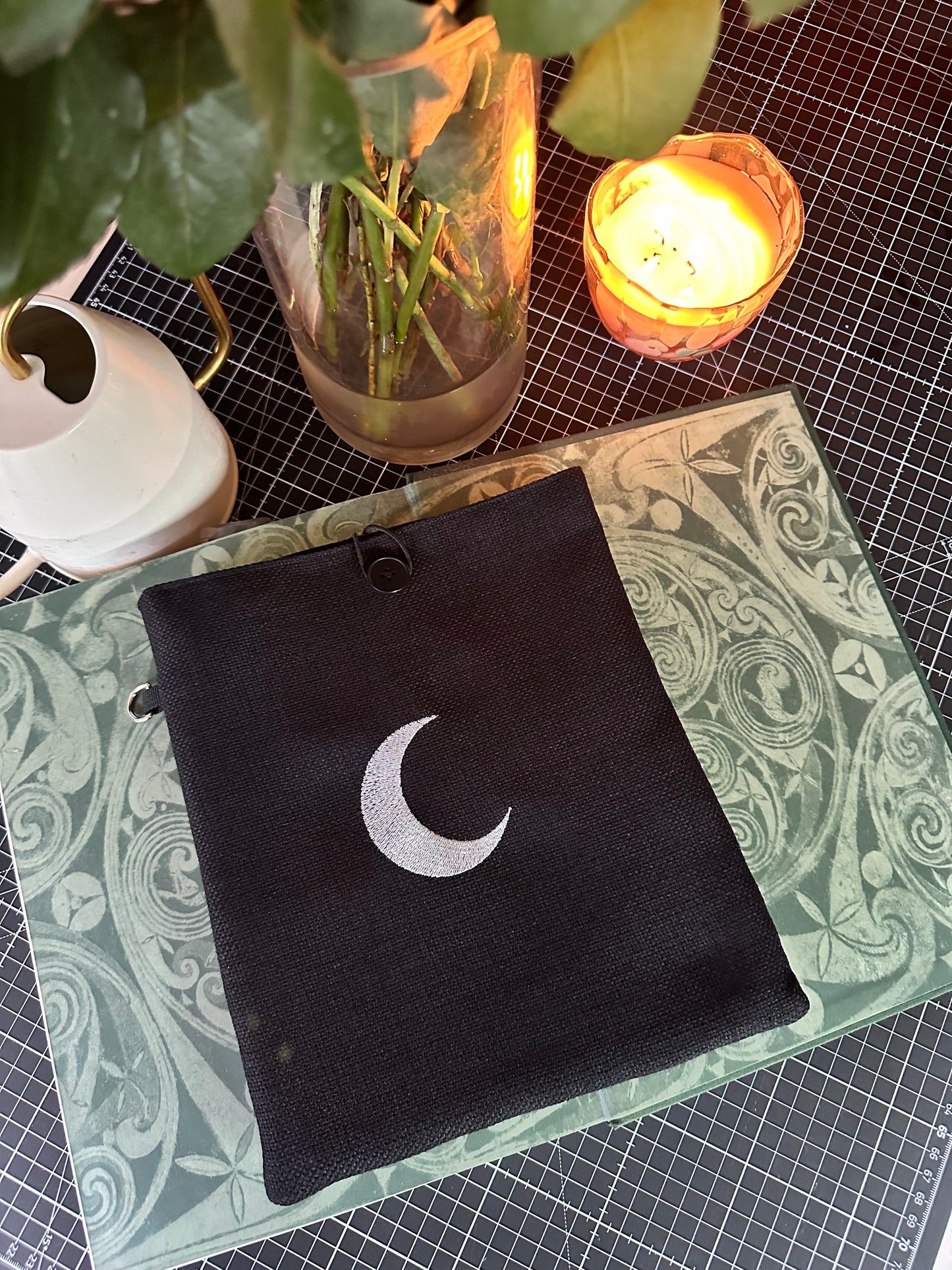 Crescent Moon Embroidered Book Sleeve