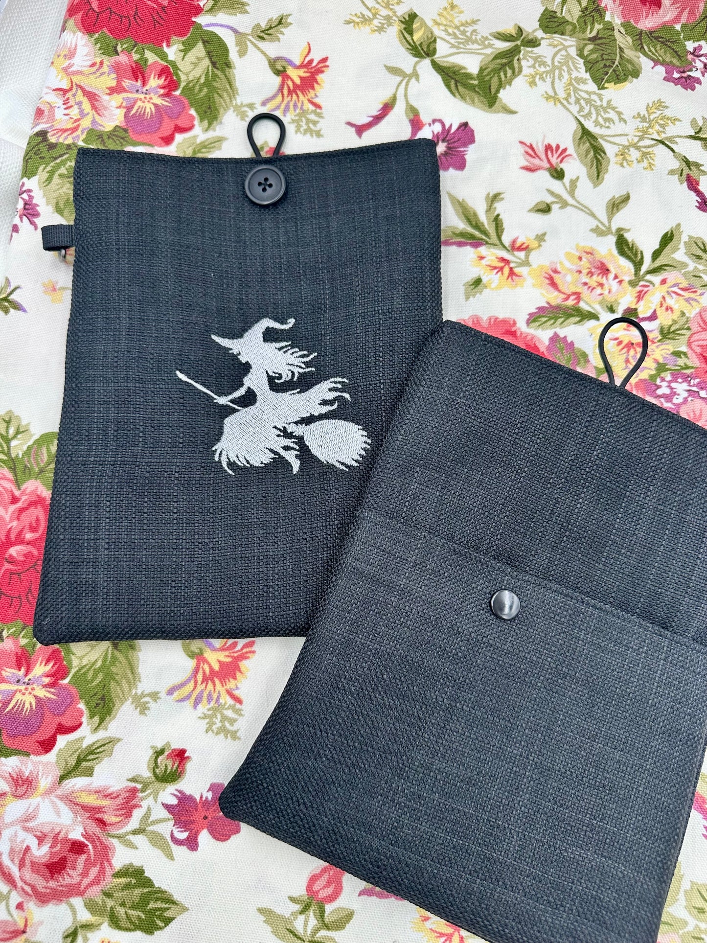 Witch on a Broom Embroidered Book Sleeve