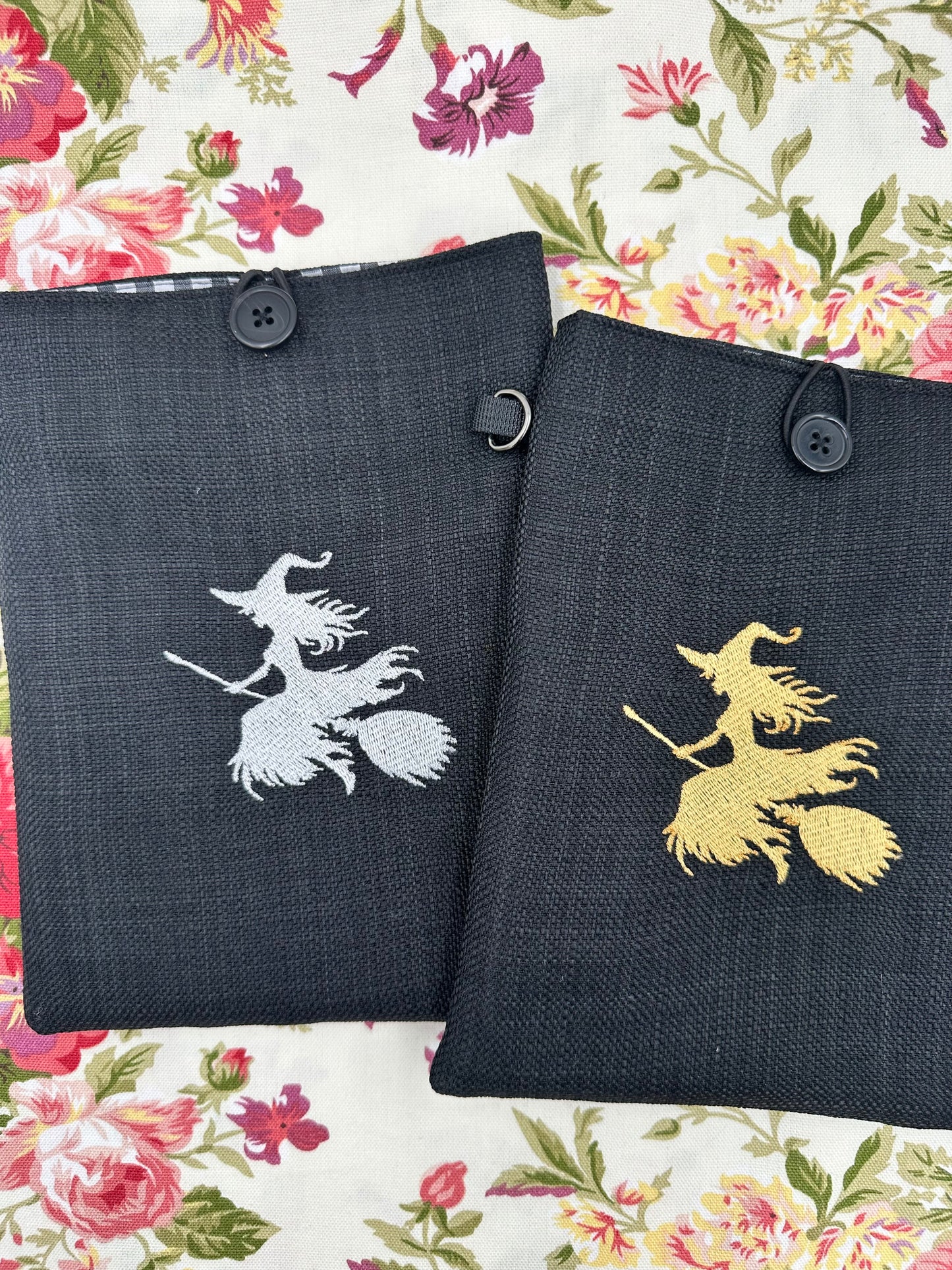 Witch on a Broom Embroidered Book Sleeve