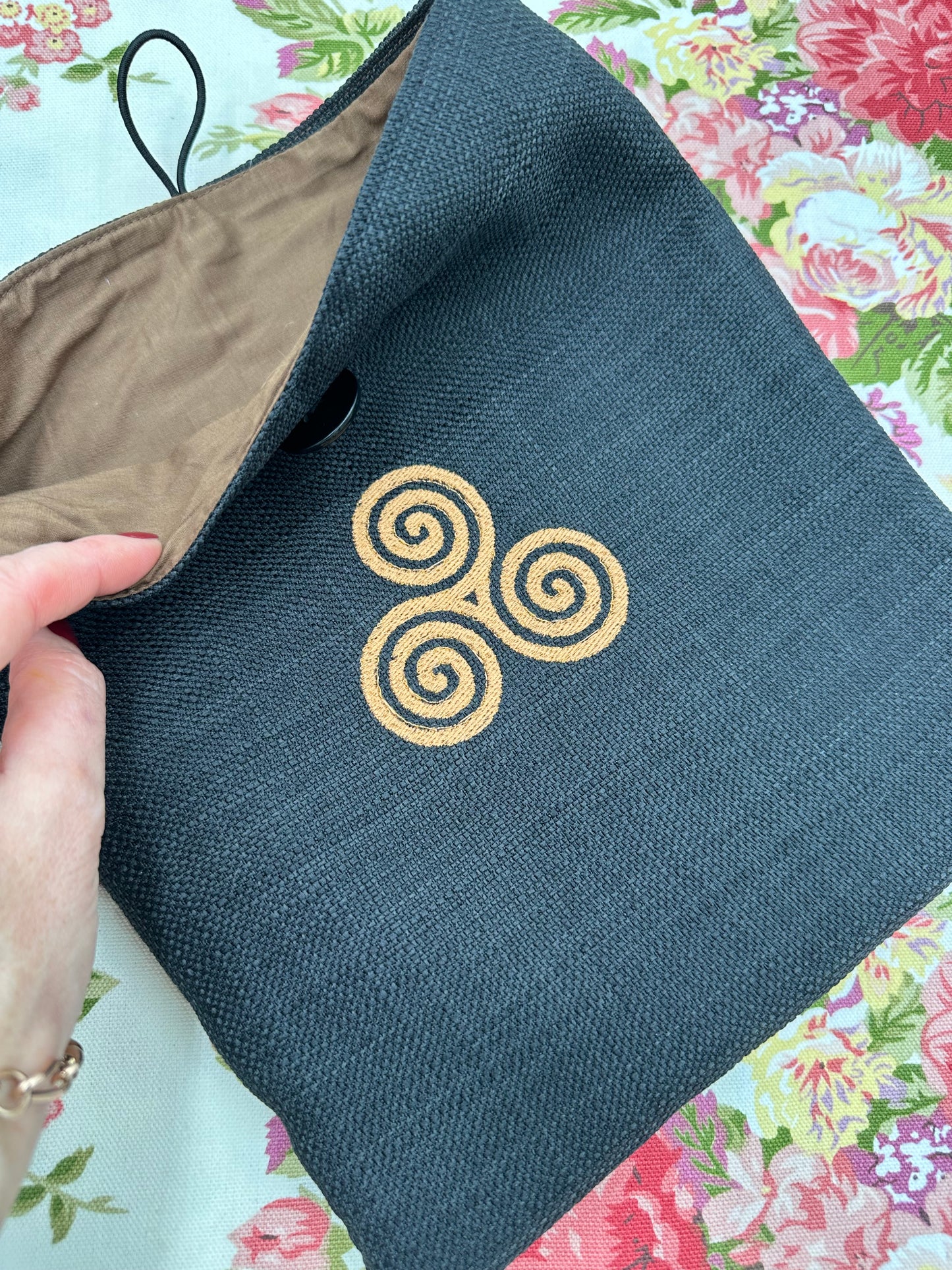 Triskele Triskelion Embroidered Book Sleeve