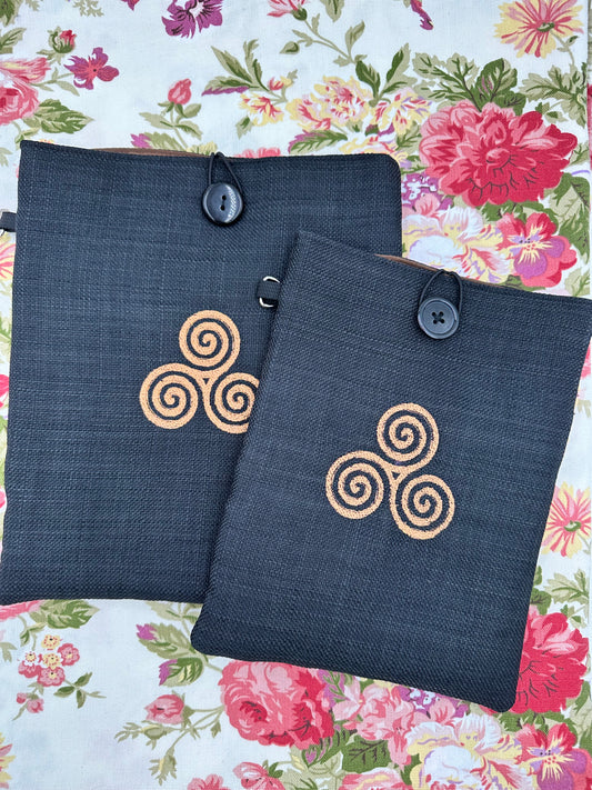 Triskele Triskelion Embroidered Book Sleeve