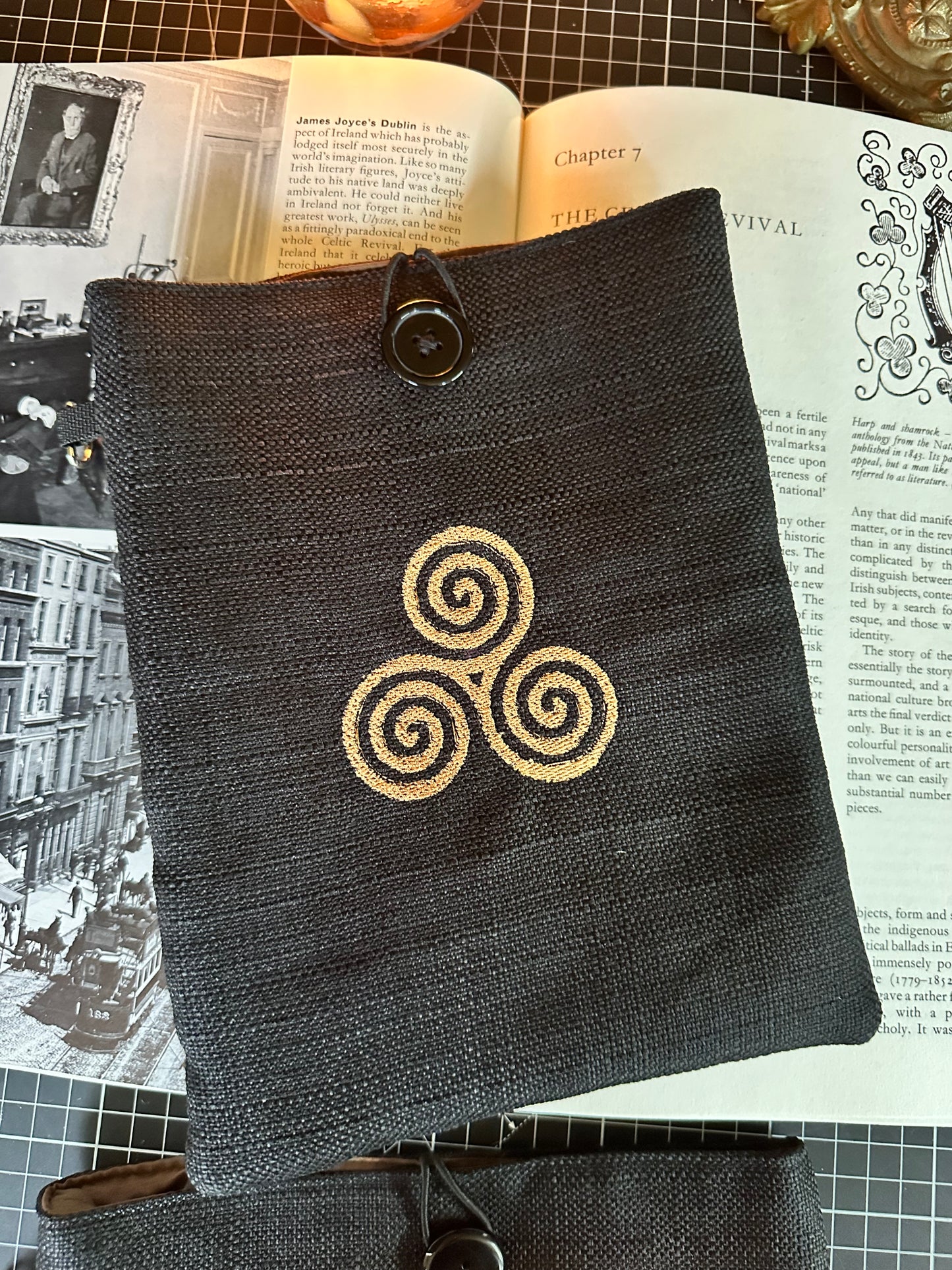 Triskele Triskelion Embroidered Book Sleeve