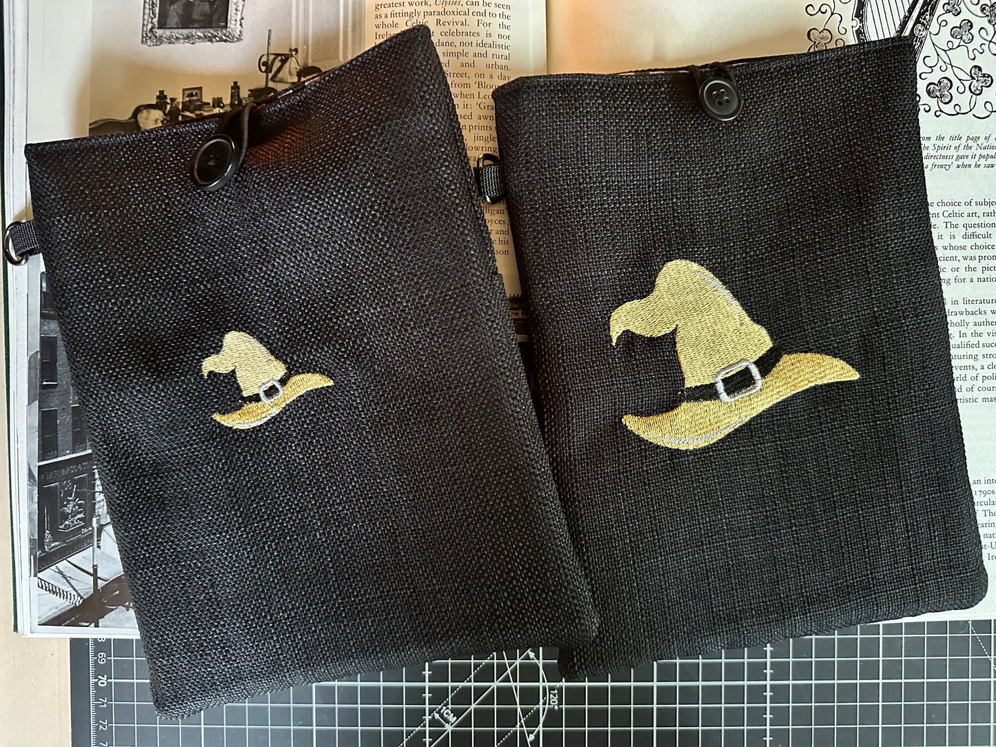 Witch Hat Embroidered  Book Sleeve Cover