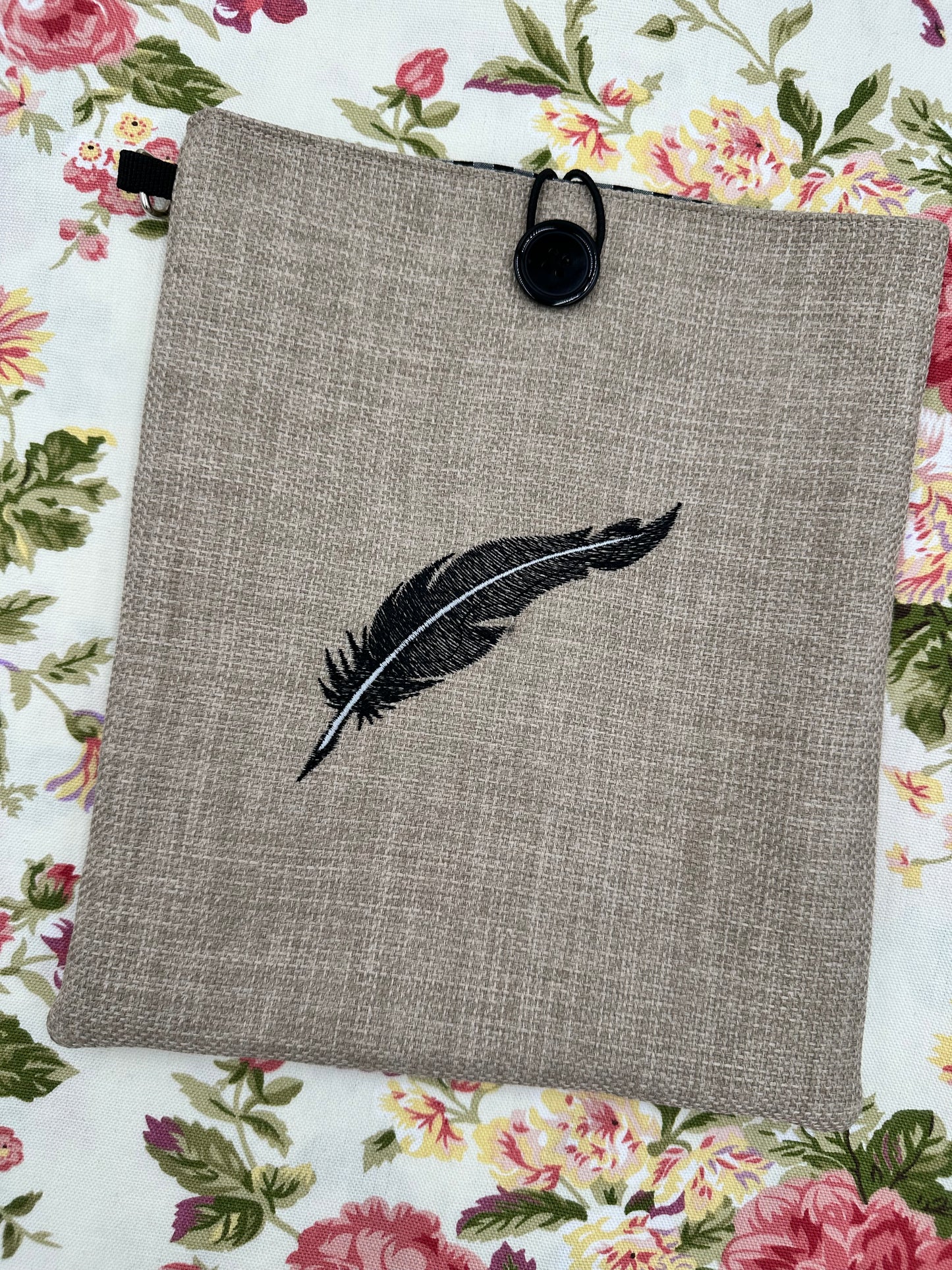 Feather Embroidered Book Sleeve