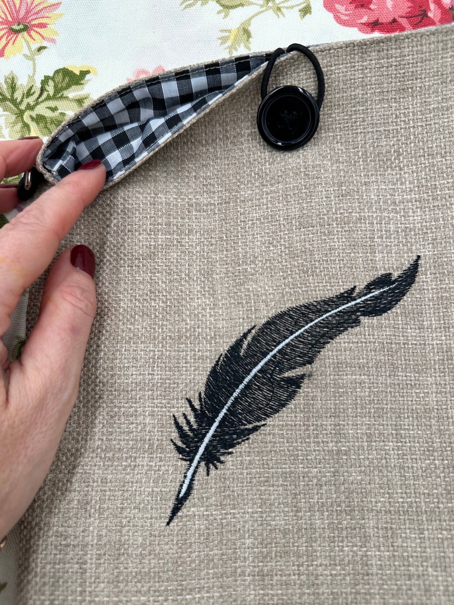 Feather Embroidered Book Sleeve