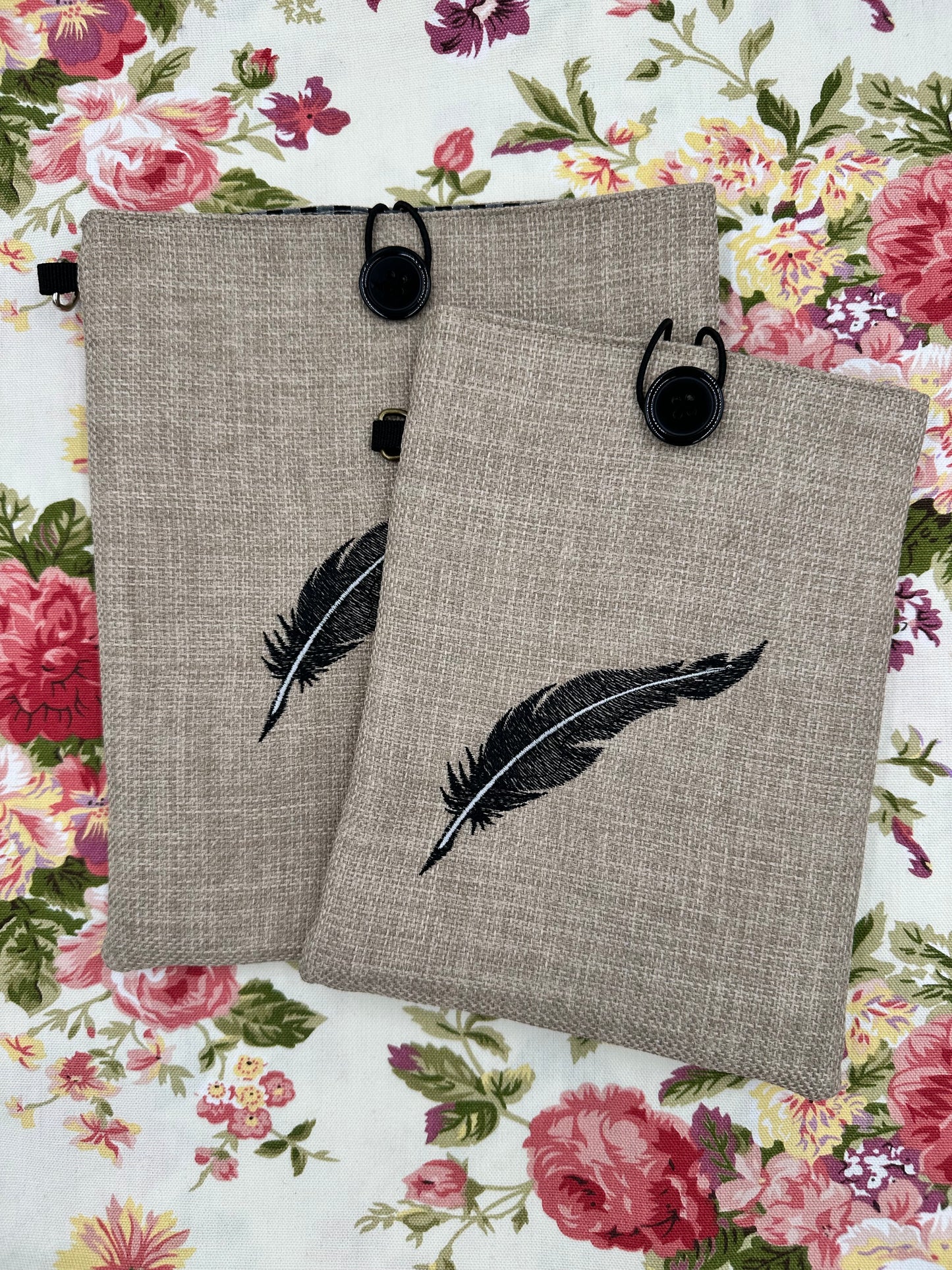 Feather Embroidered Book Sleeve