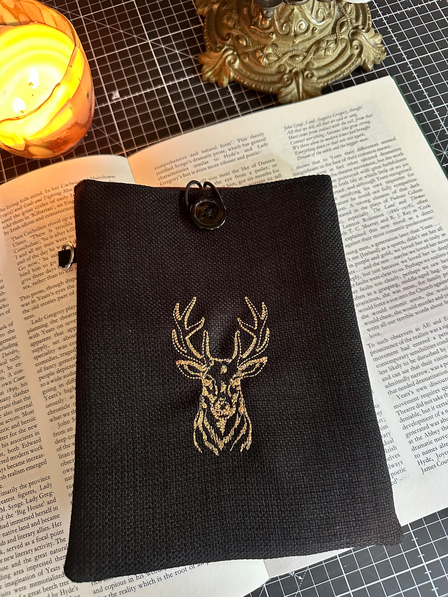Embroidered Stag Book Sleeve – Strength, Sovereignty & Wild Wisdom