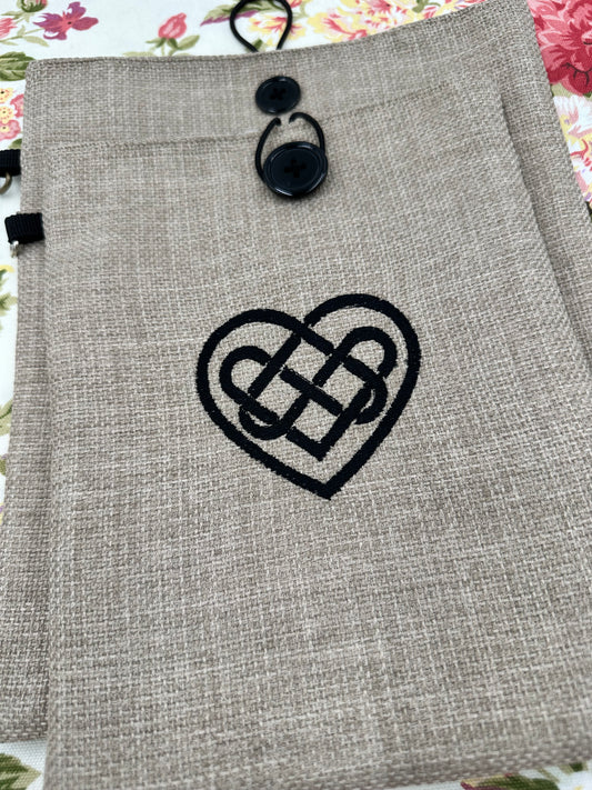 Celtic Love Heart Embroidered Book Sleeve - Love, Unity and Protection