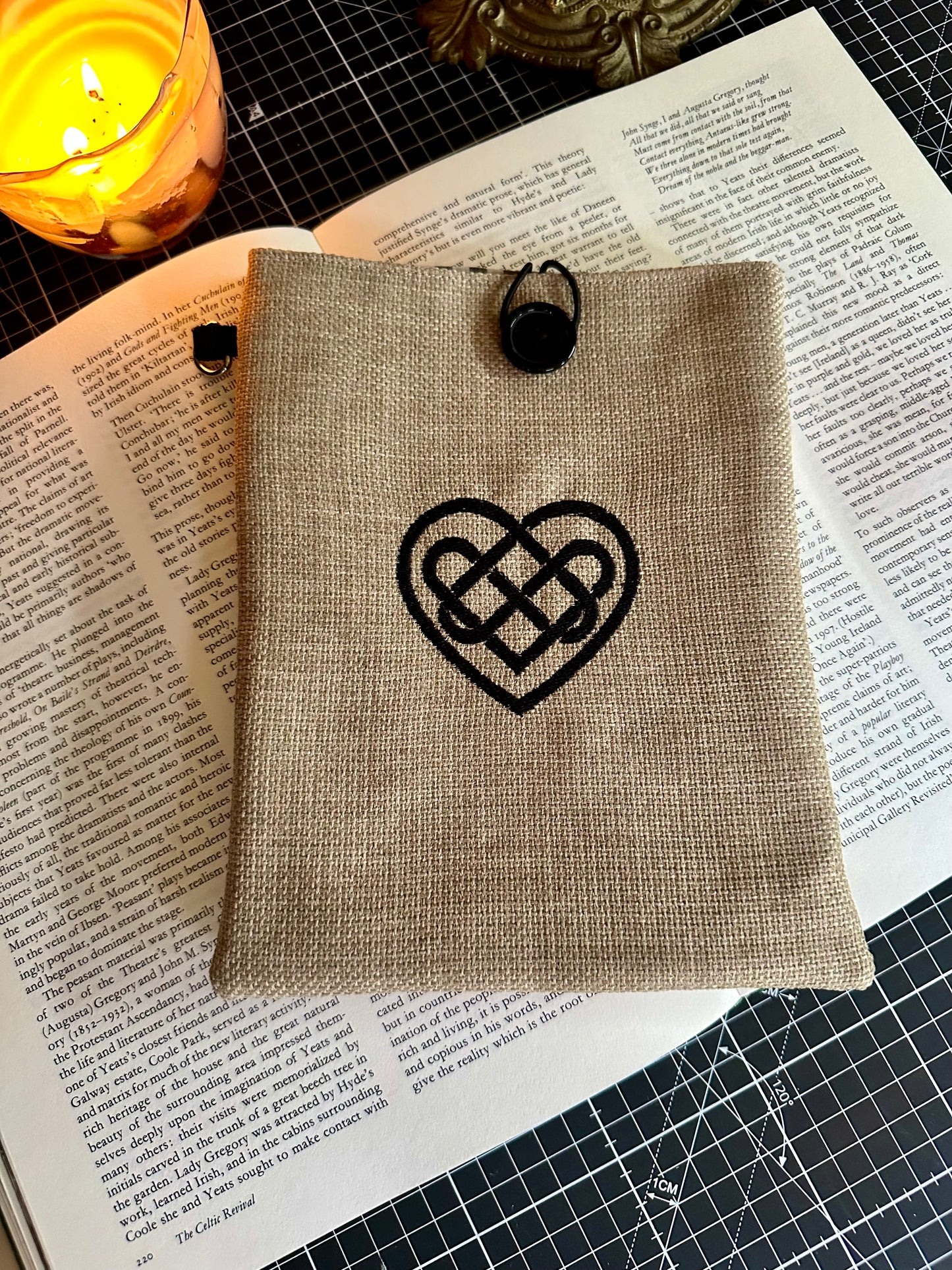 Celtic Love Heart Embroidered Book Sleeve - Love, Unity and Protection