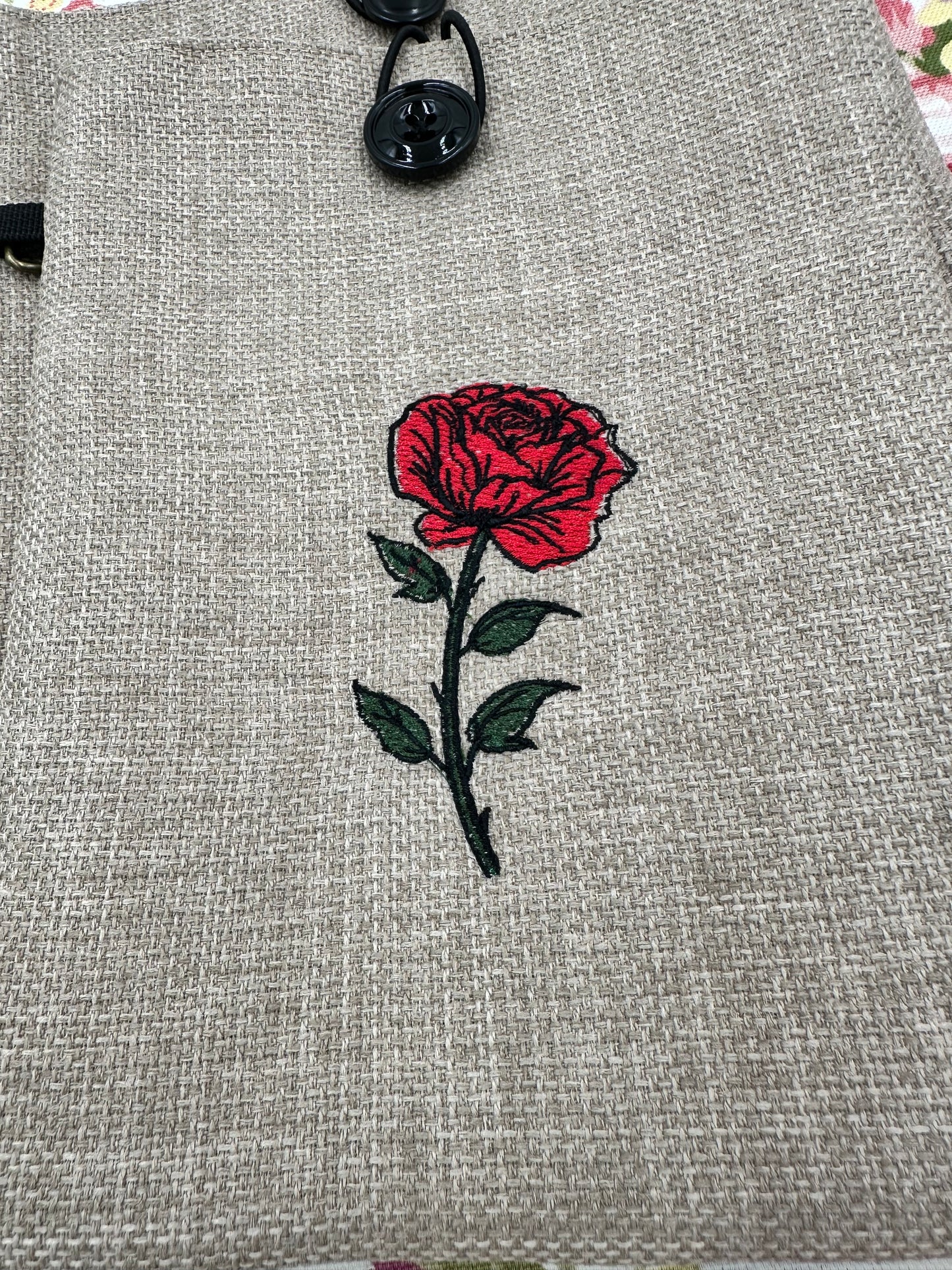 Single Red Rose Embroidered Book Sleeve