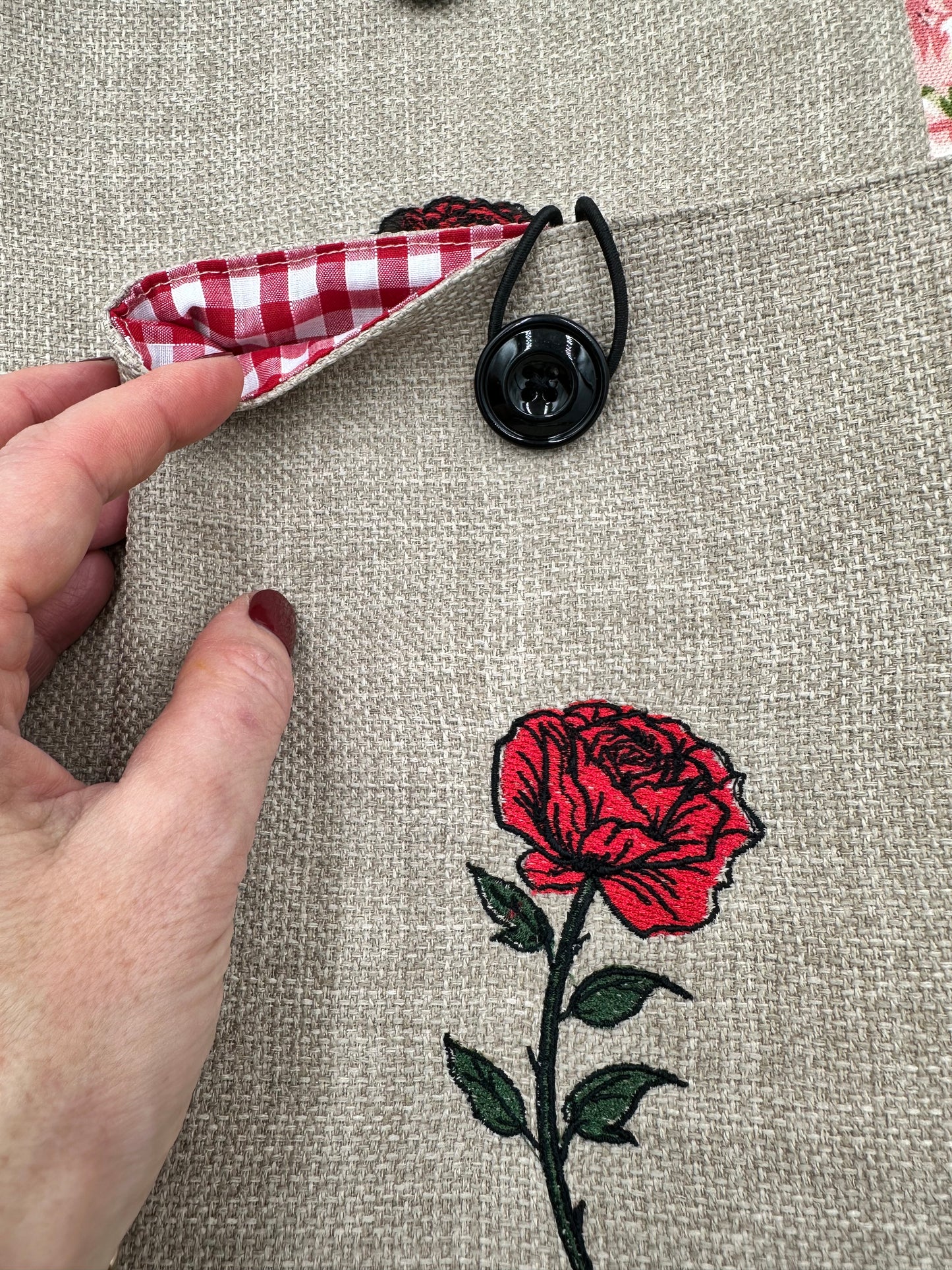 Single Red Rose Embroidered Book Sleeve