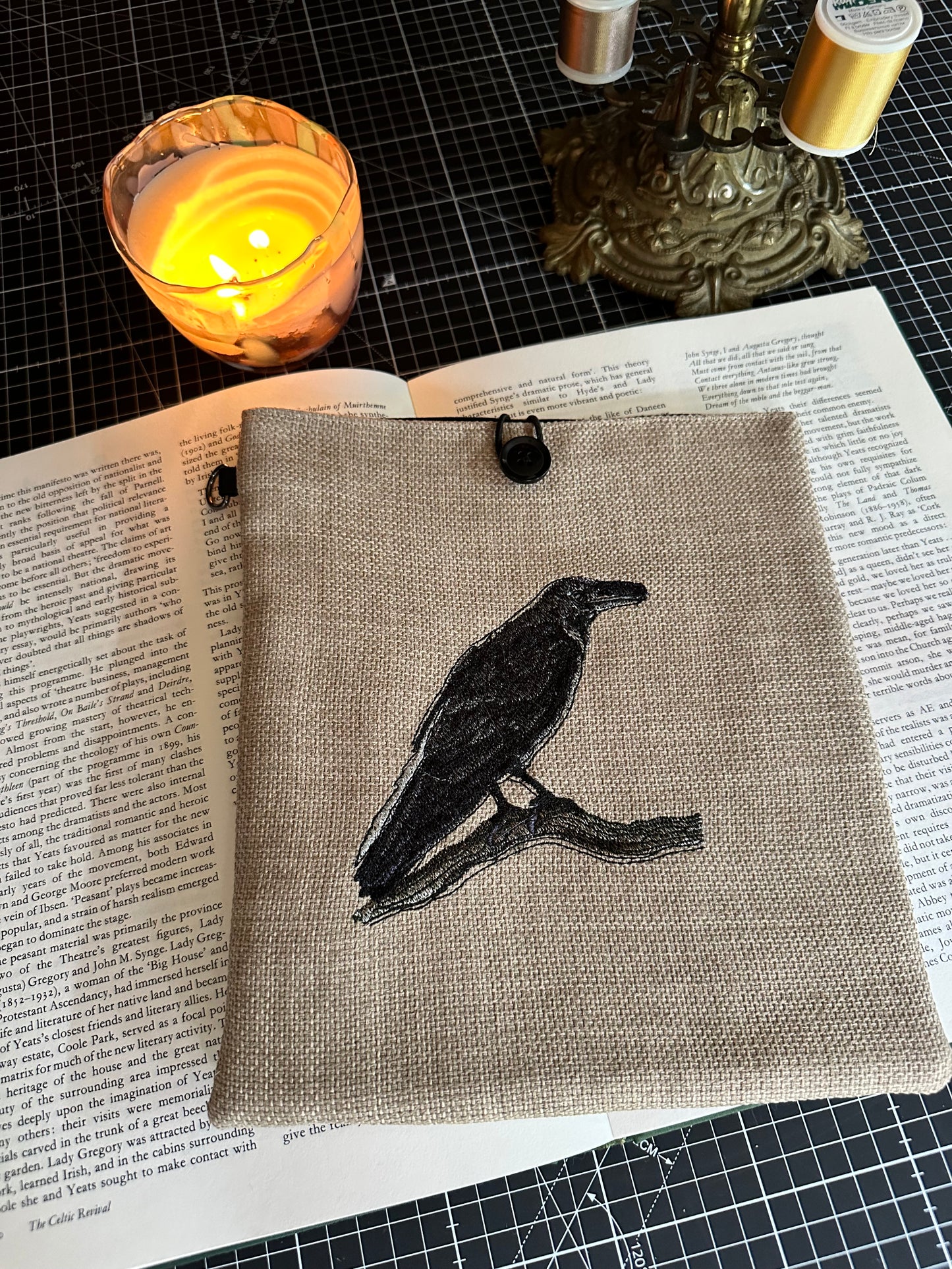 Raven Embroidered Book Sleeve